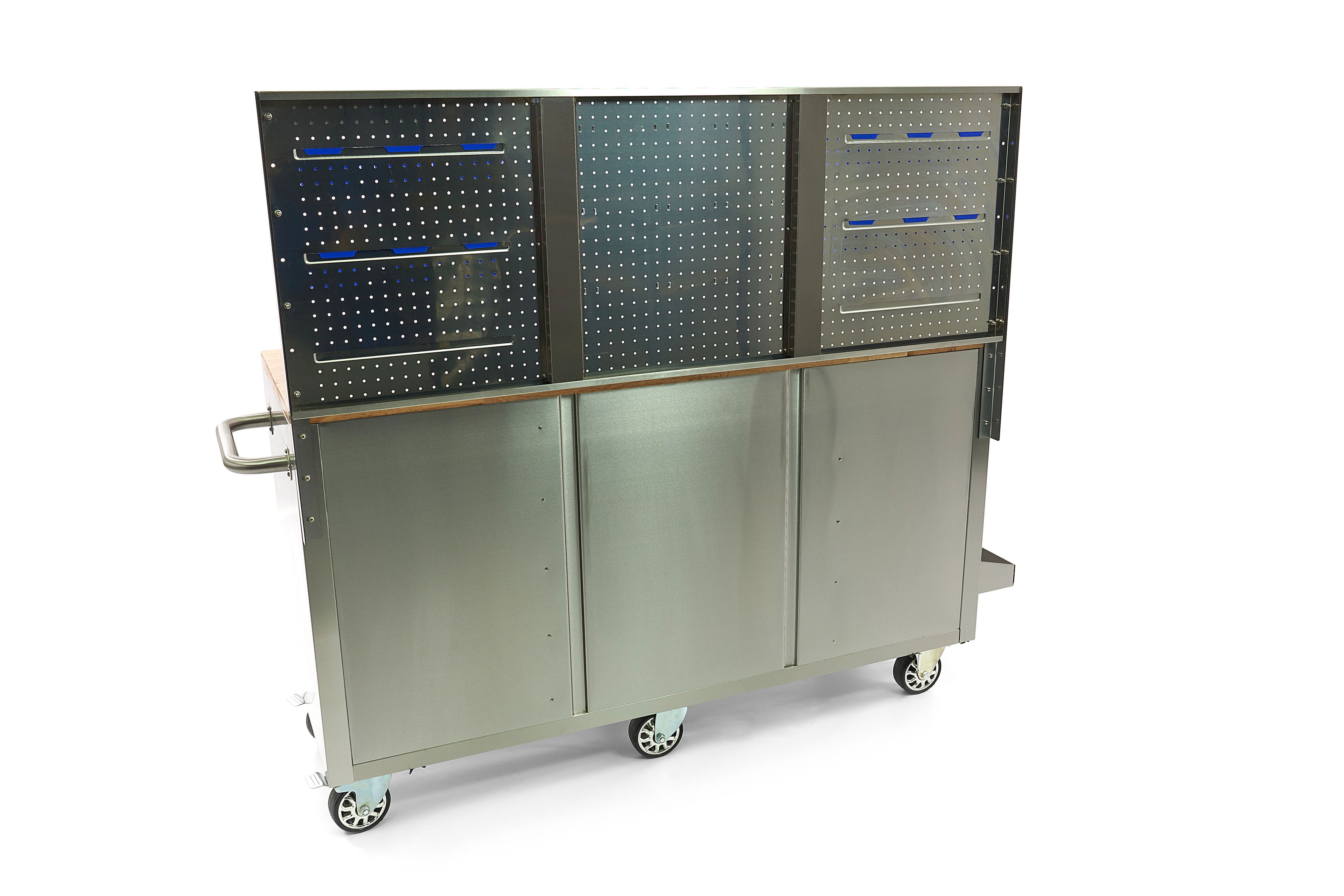 HBM werkbank 158 cm met 10 laden, deur en achterwand, RVS Image 11