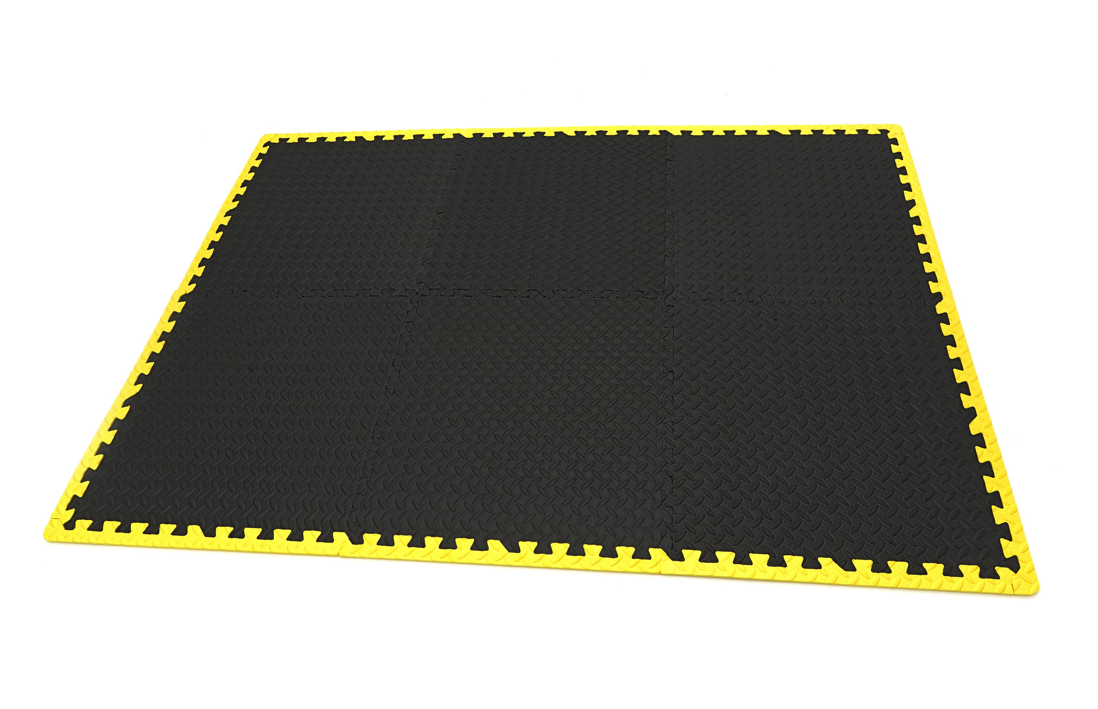 Jeu de dalles de sol EVA de HBM pour la protection des sols, 6 pièces, noir, jaune Image 2