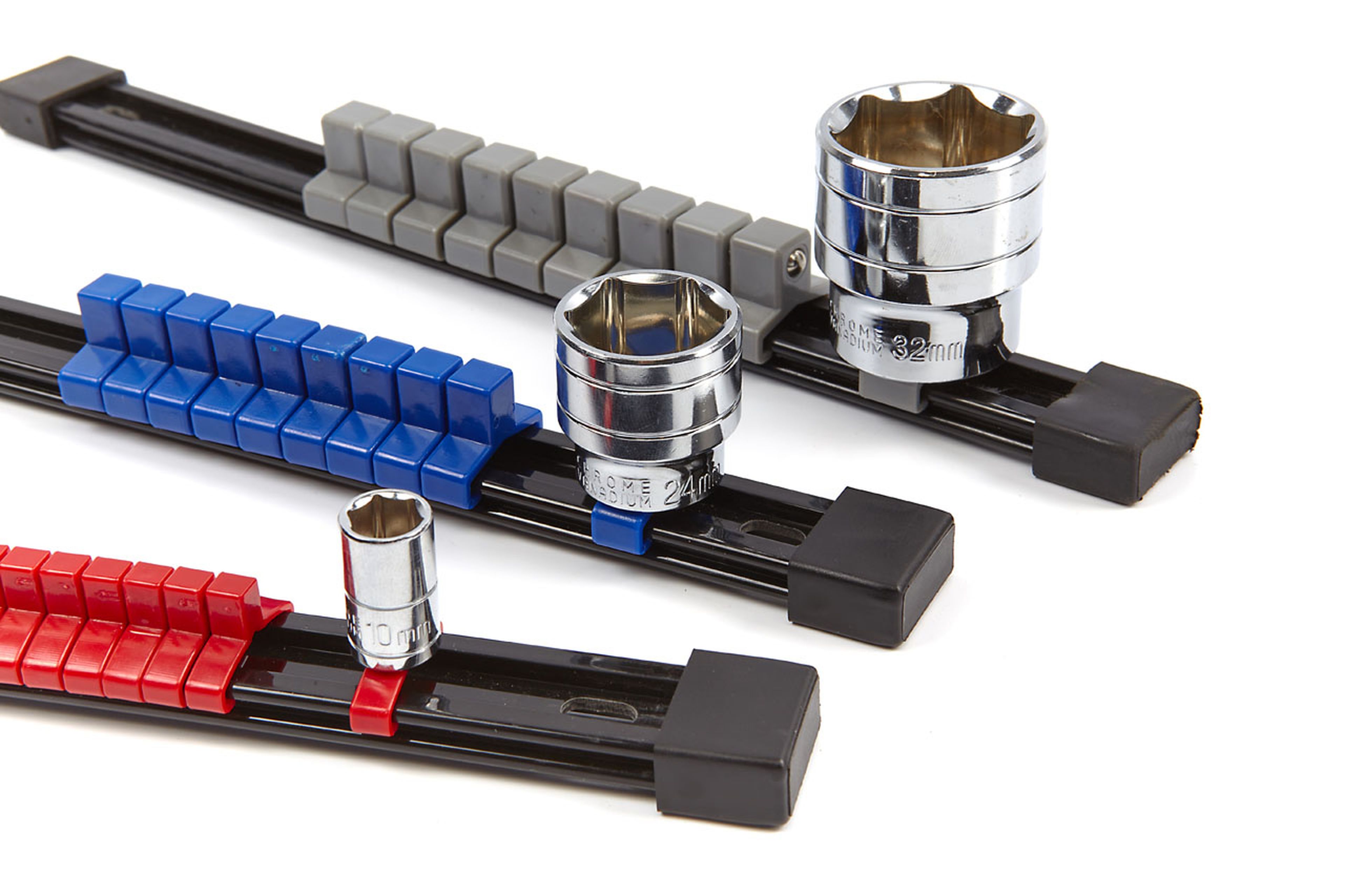 HBM 3 Delige Doppenrails Set voor 1/4 inch – 3/8 inch en 1/2 inch Dopsleutels