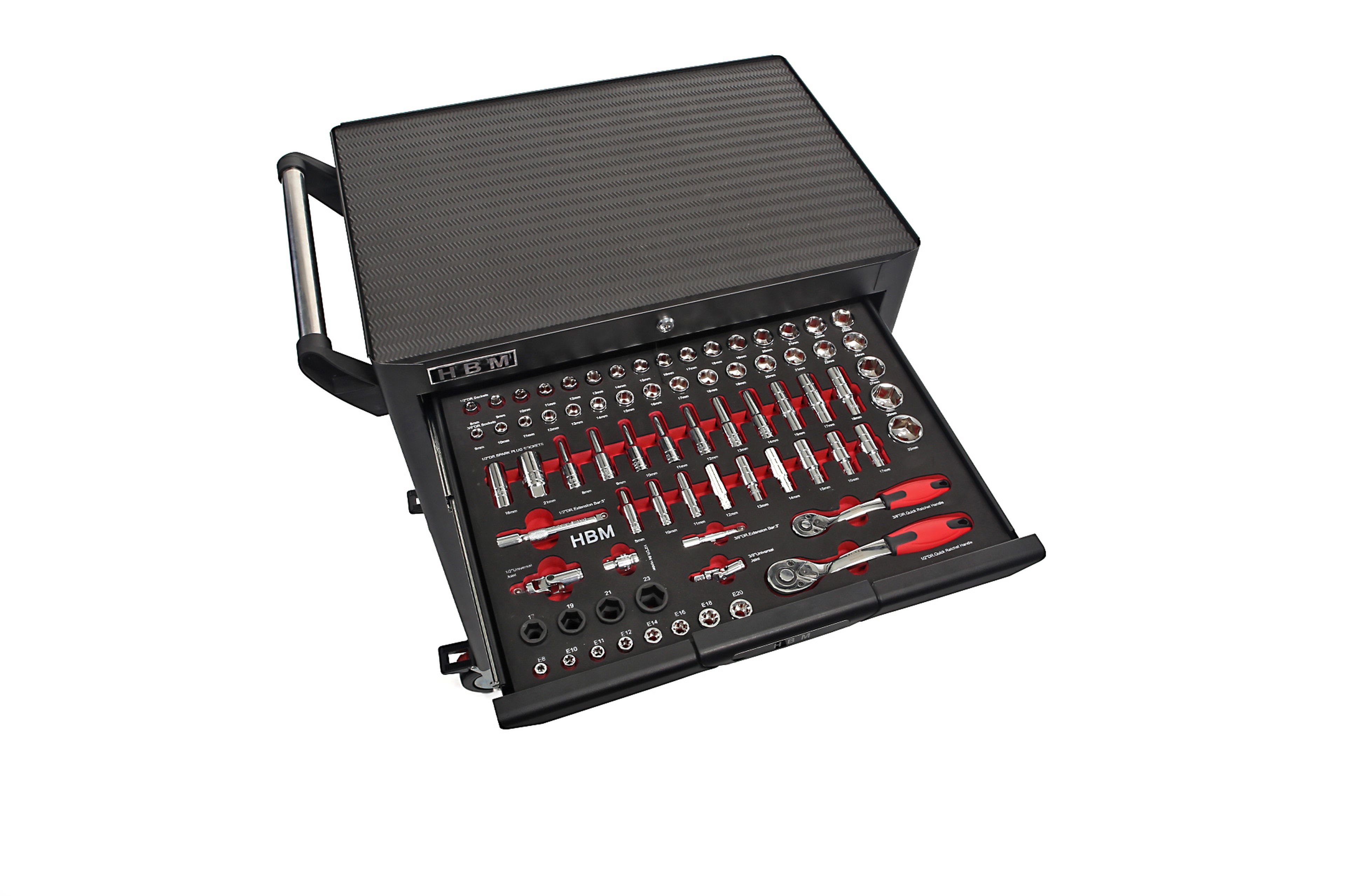 HBM deluxe gevulde gereedschapswagen, 283 delig, zwart Image 5