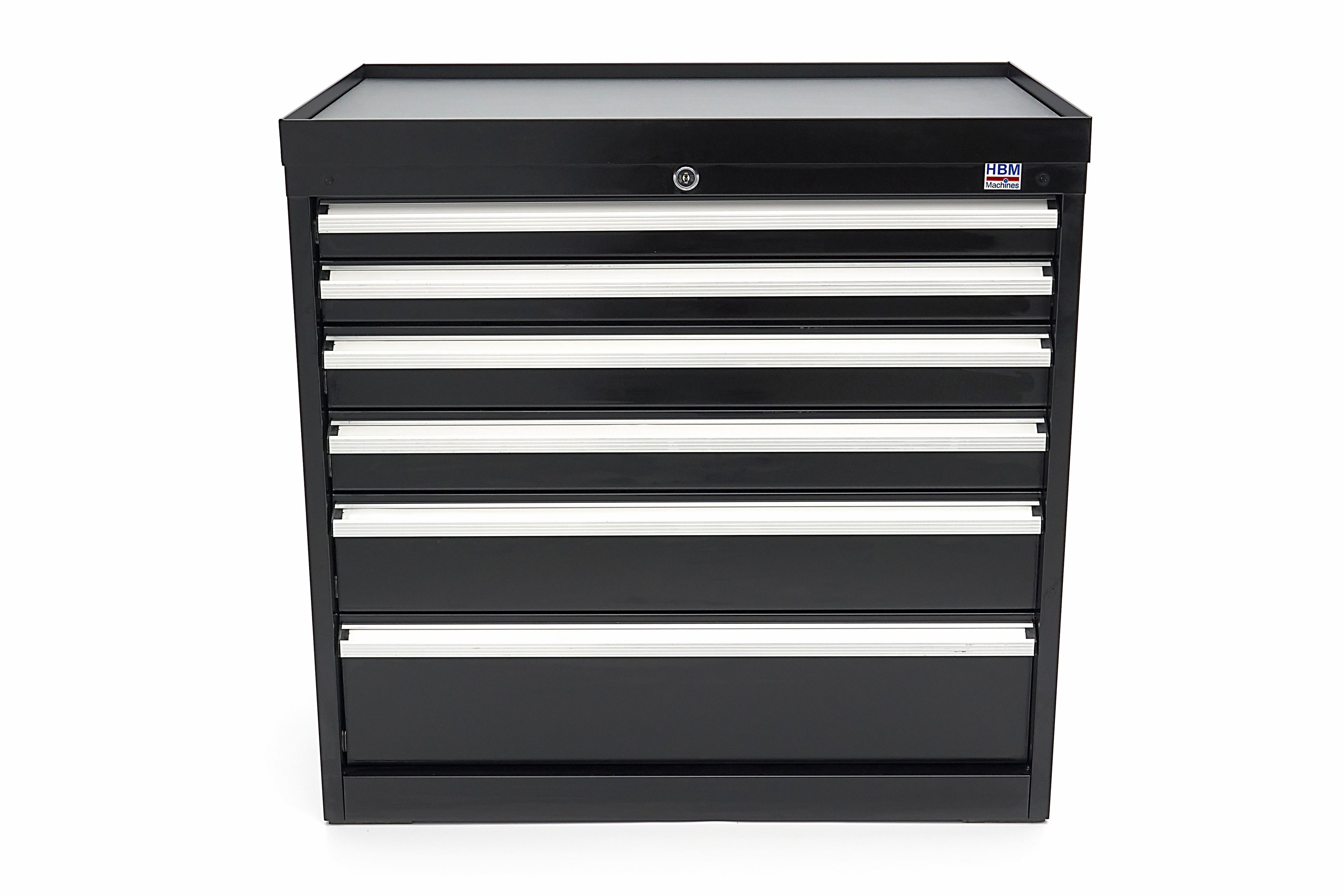 HBM Profi-Werkzeugschrank mit 6 Schubladen / Schubladenschrank, 88 x 58 x 80 cm, schwarz  Image 2