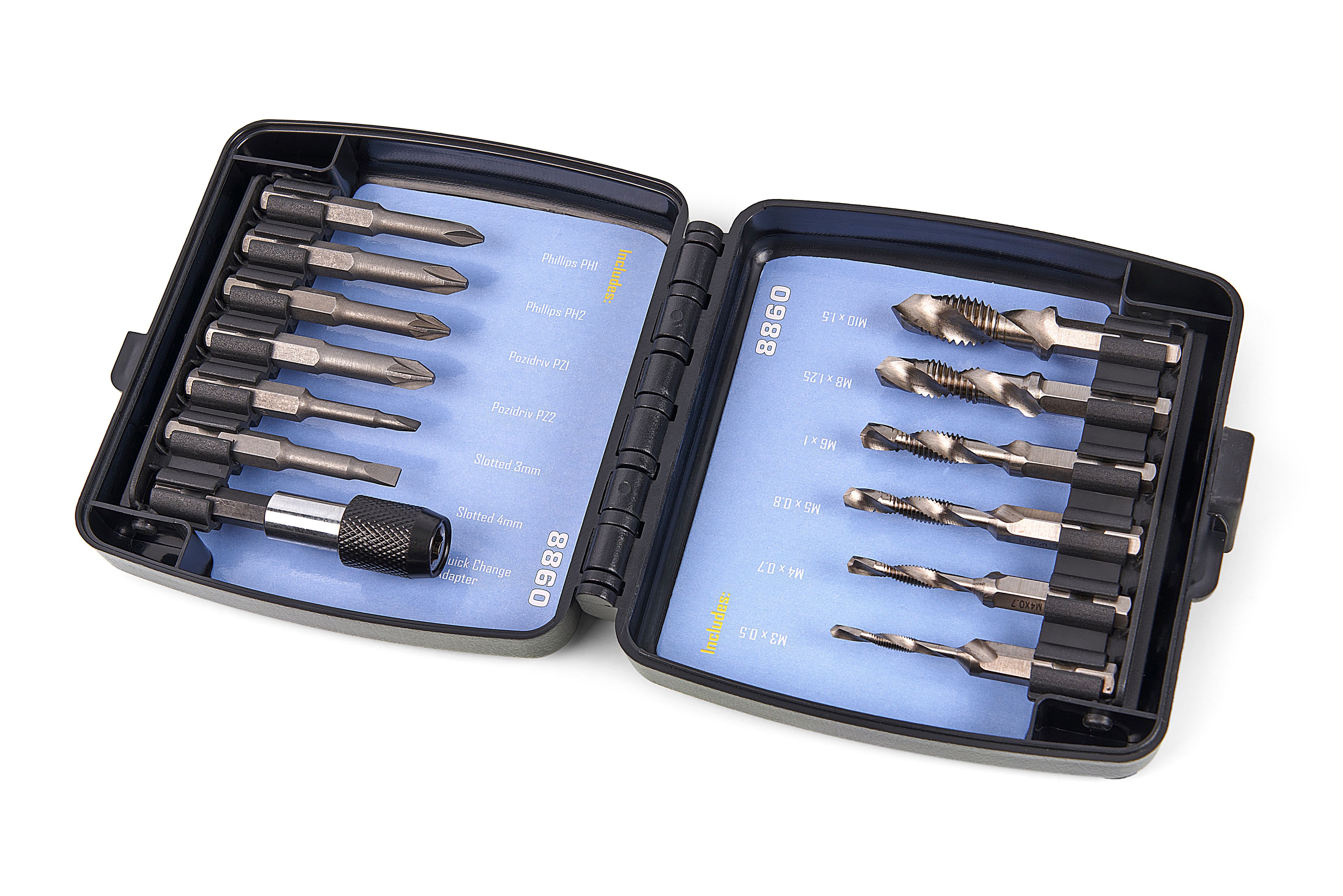 HBM Ensemble de tarauds et embouts combinés de 14 pièces avec porte-embouts Image 2