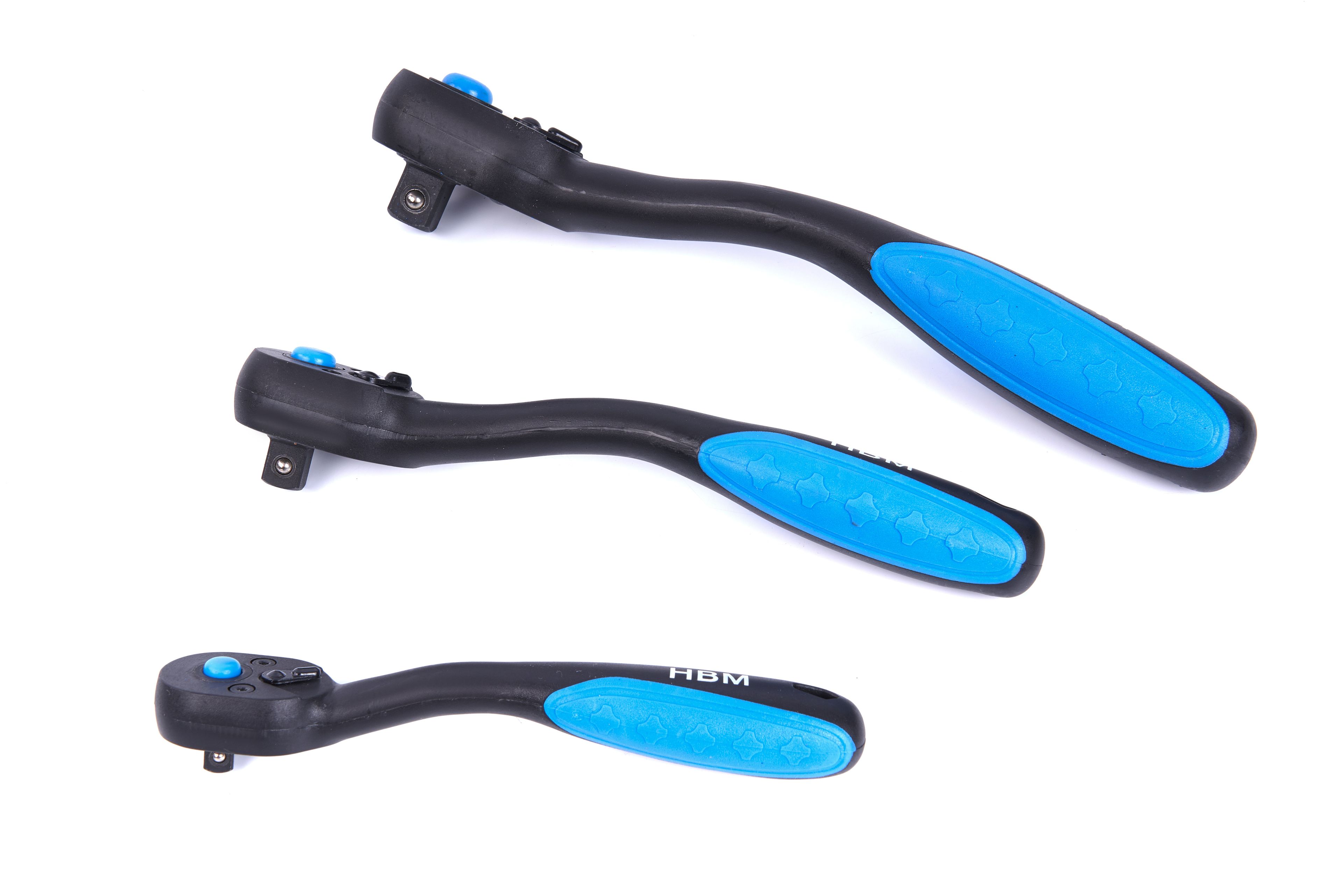 HBM professionele premium ratels 72 tands blauw zwart 1/2 inch Image 3