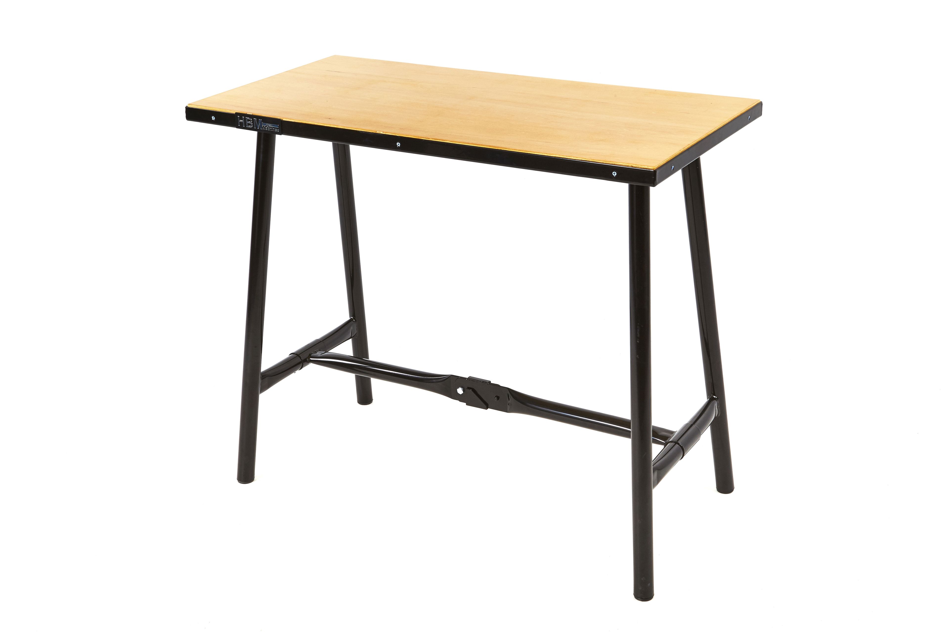 HBM Banco de trabajo plegable 100 cm Heavy Quality con tapa de madera NEGRO