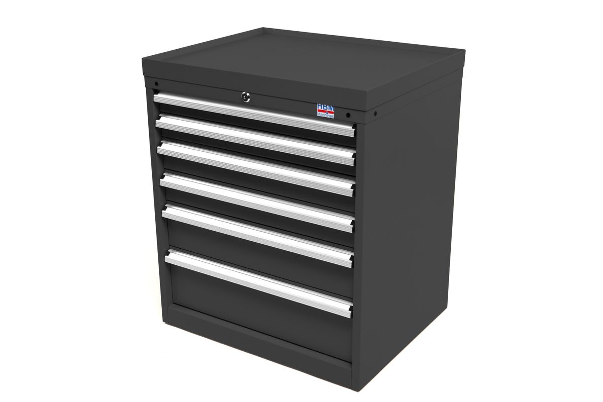 Armario de herramientas Profi HBM de 6 cajones 72 x 58 x 80 cm Negro