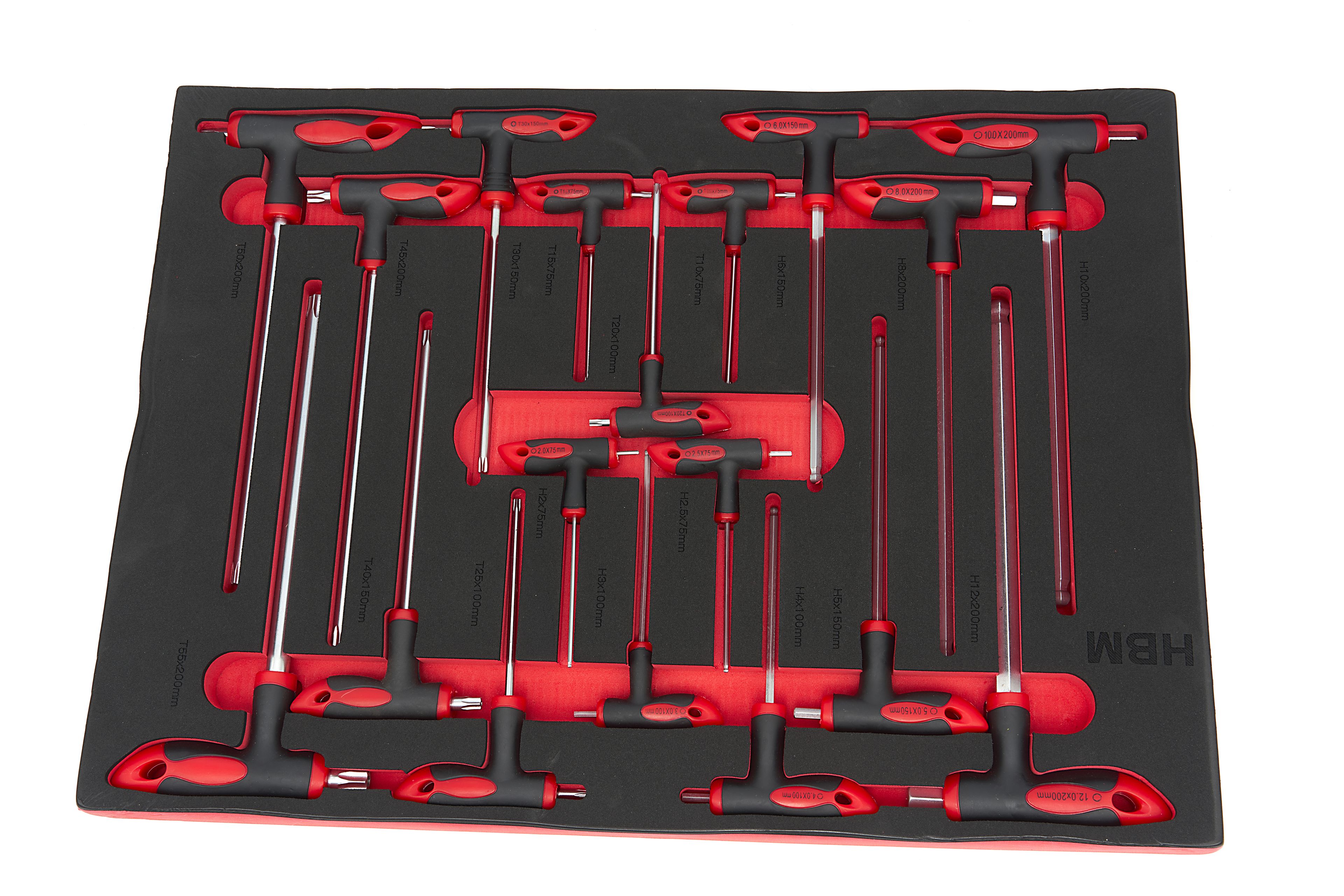 HBM 18 Delige T-Grepenset Foam Inlay voor HBM Gereedschapswagen Image 3