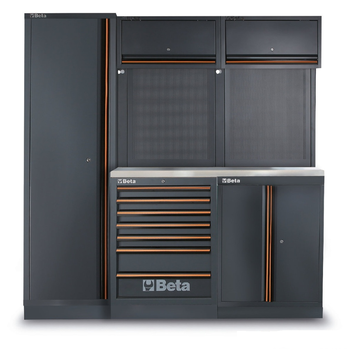 Beta equipamiento de taller, encimera de acero inoxidable, 196 piezas, C45PRO 2.0 B7X/196UT