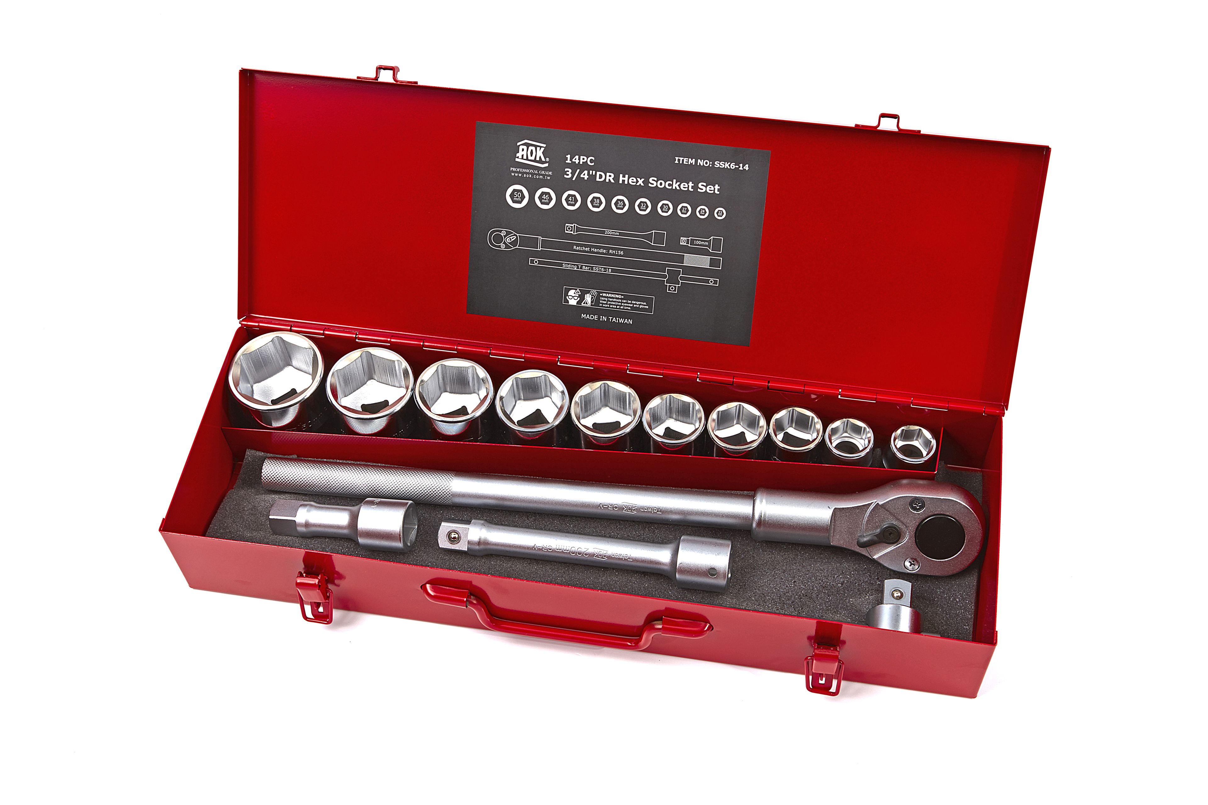 AOK Jeu de douilles professionnel 3/4 inch 14 pièces