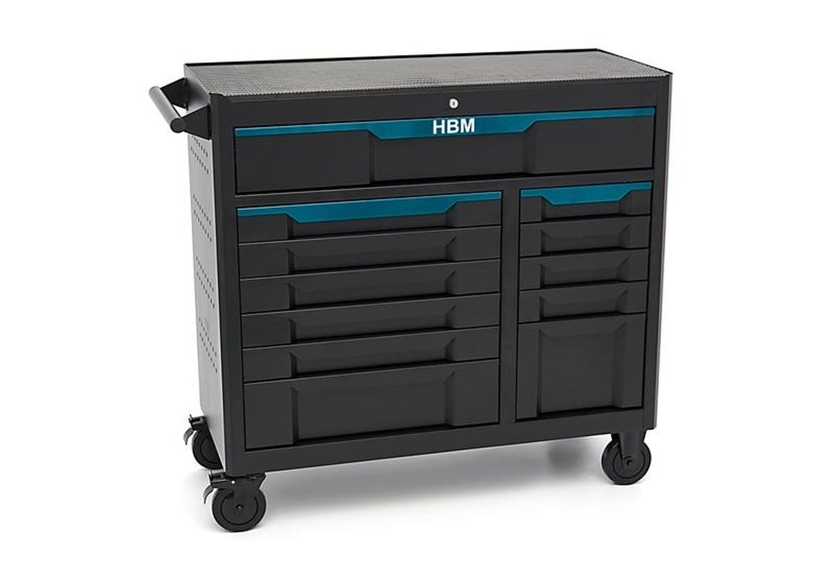 Carro de herramientas HBM 12 cajones, 106 cm, negro azul