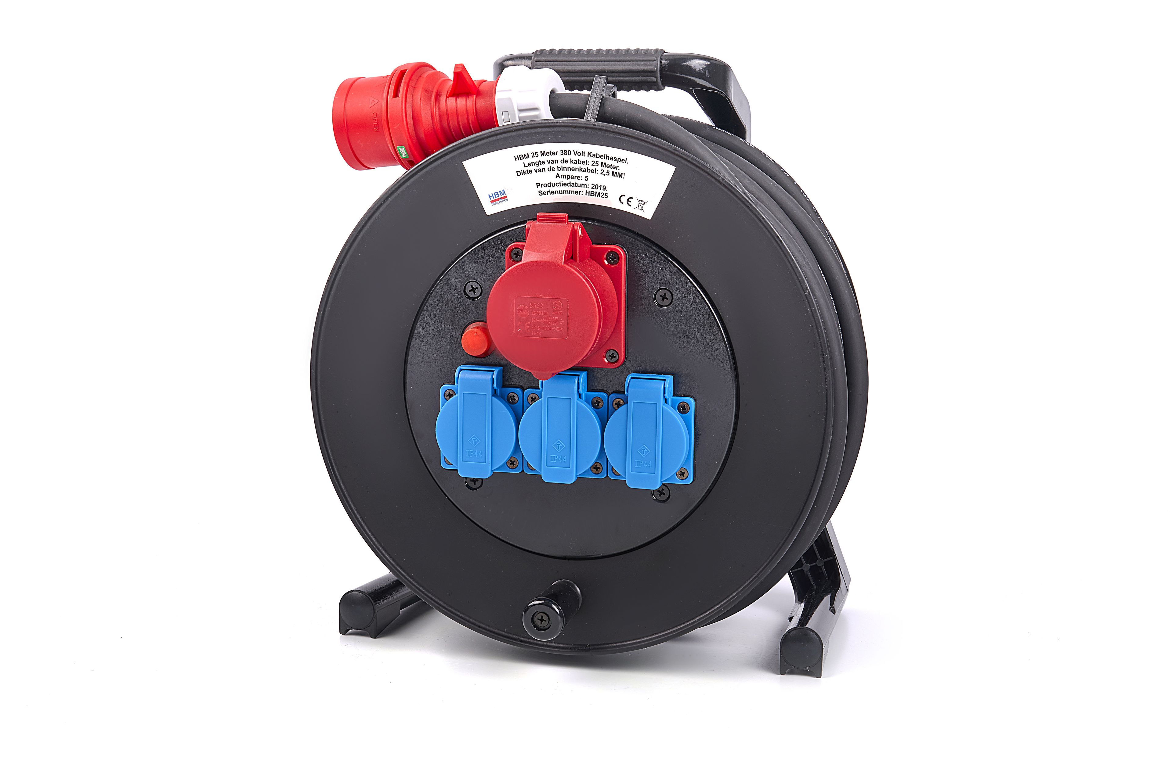 HBM Professionele 25 Meter 230 en 400 Volt Kabel, Stroomhaspel 5x2,5 mm Image 2