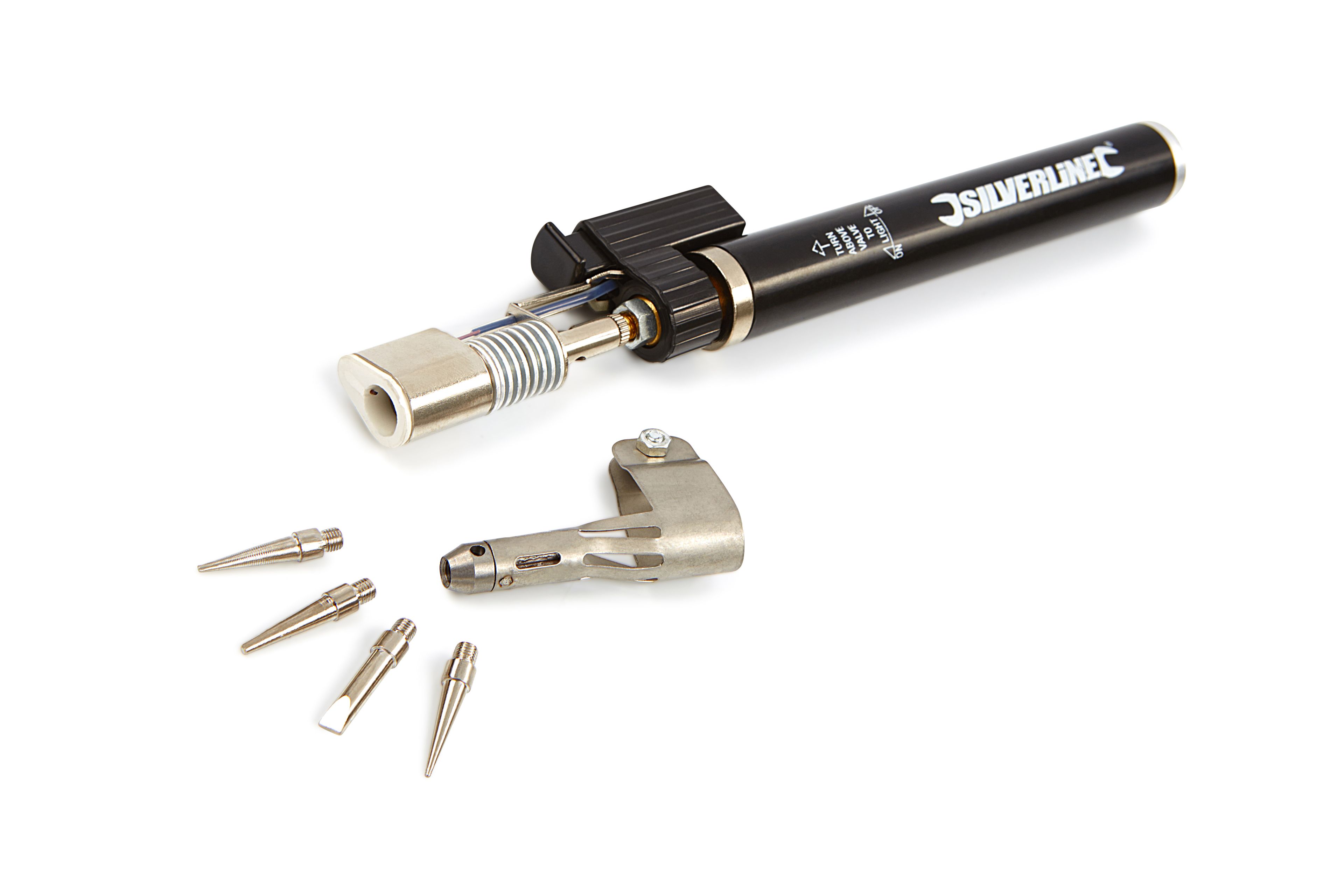 Silverline Gas Saldatore, Torcia a gas, Saldatore a gas con 4 punte di saldatura