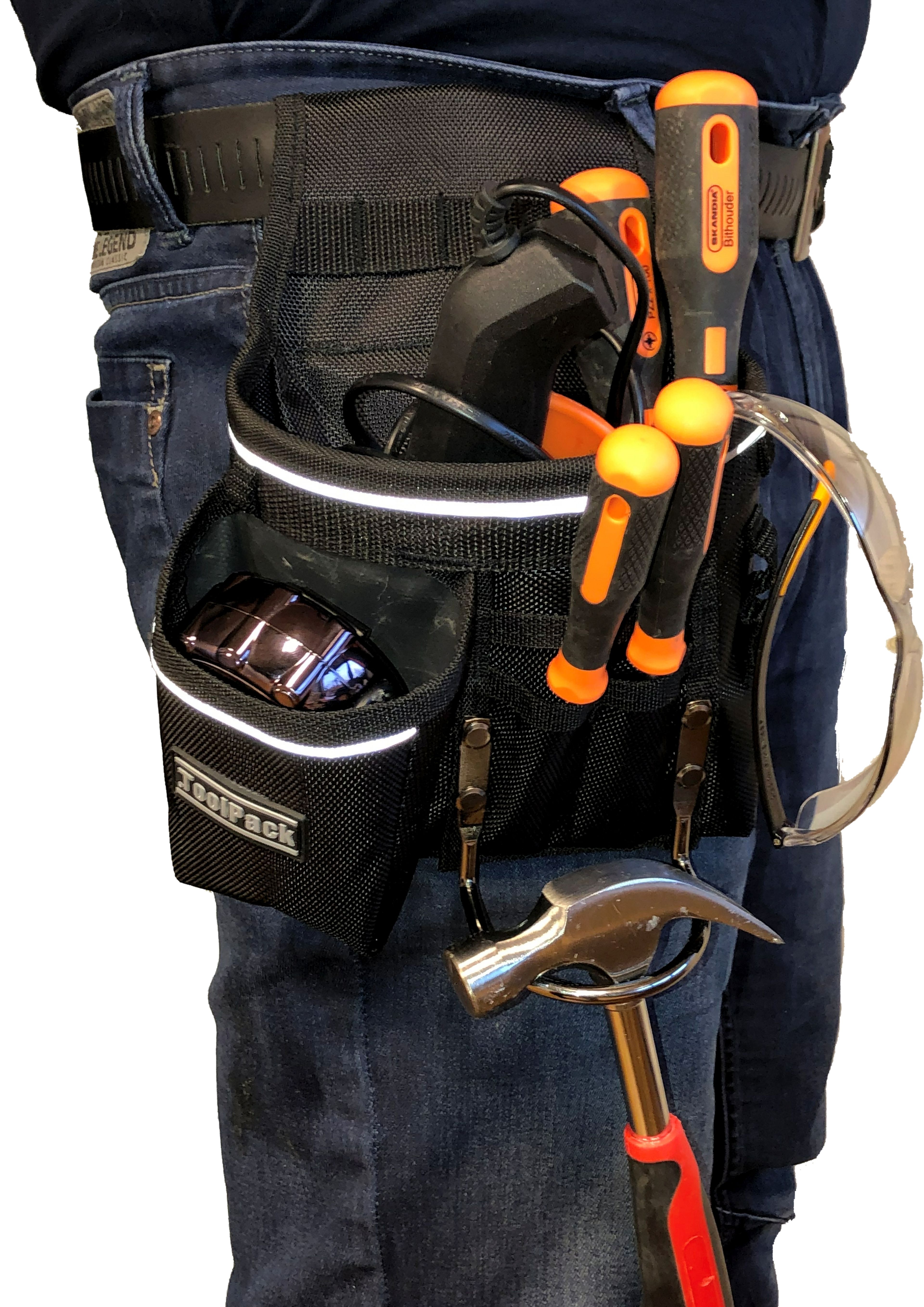 Supporto per attrezzi industriale ToolPack, portahammer in metallo, clip per pantaloni in metallo e cintura Image 3