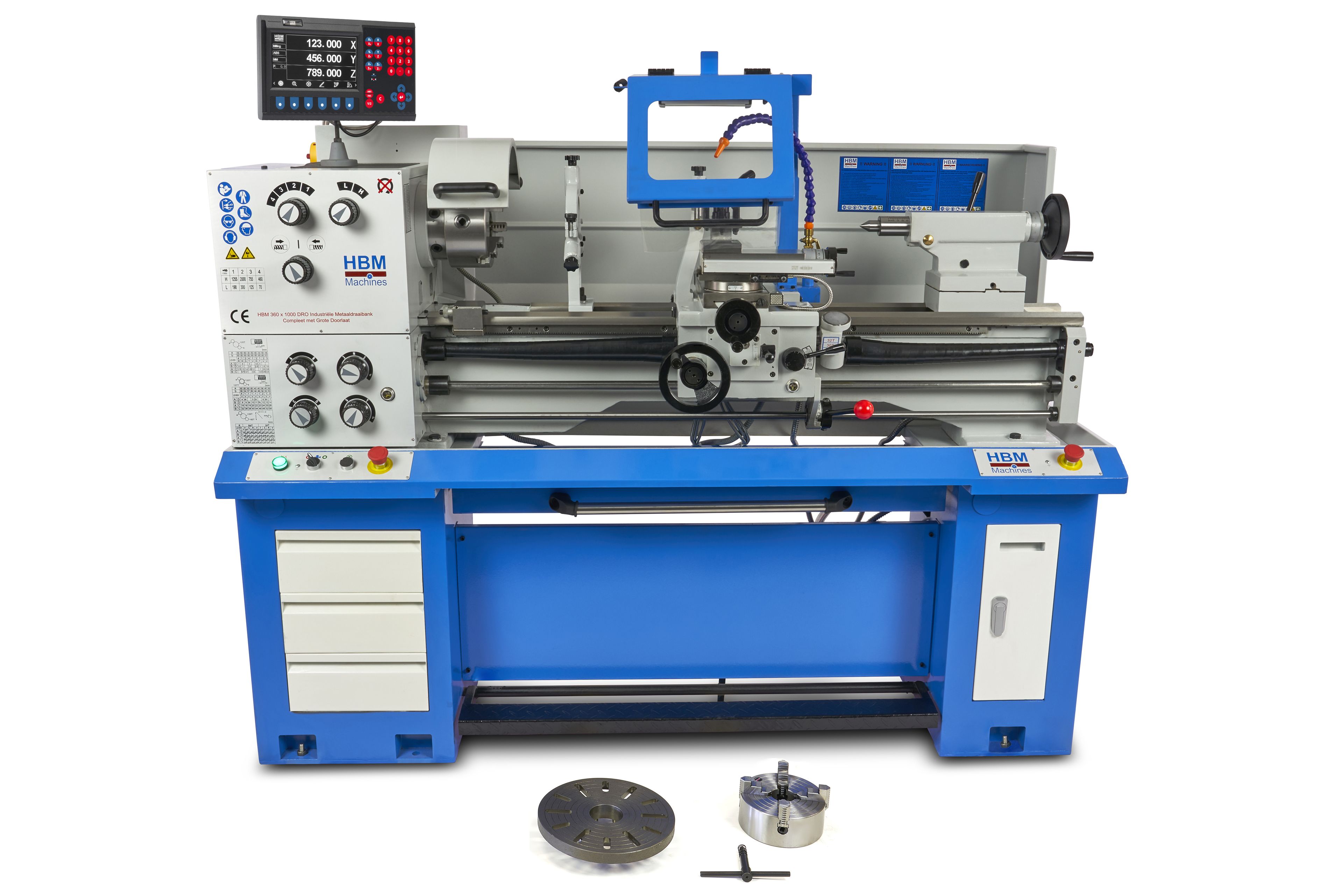 HBM metaaldraaibank 360 x 1000 DRO 400 Volt Image 3