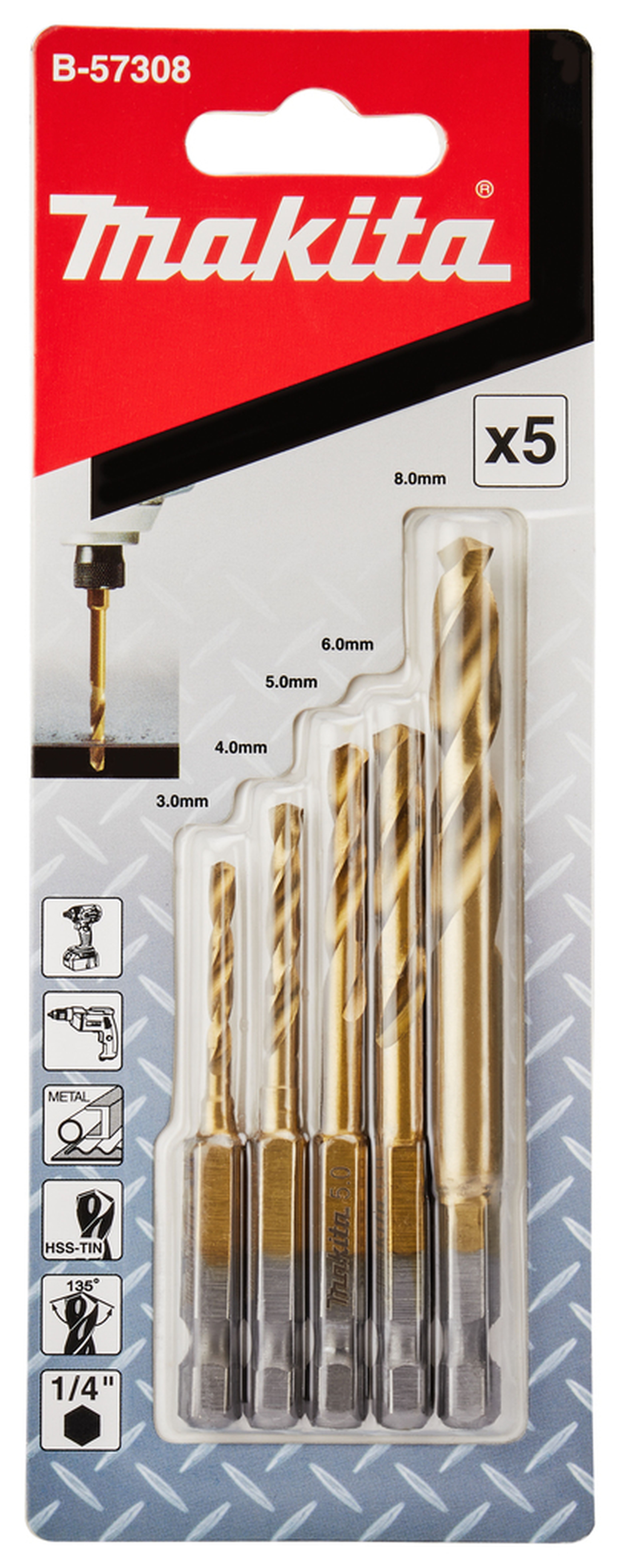 Set di punte per metallo Makita da 5 pezzi B-57308 Image 3