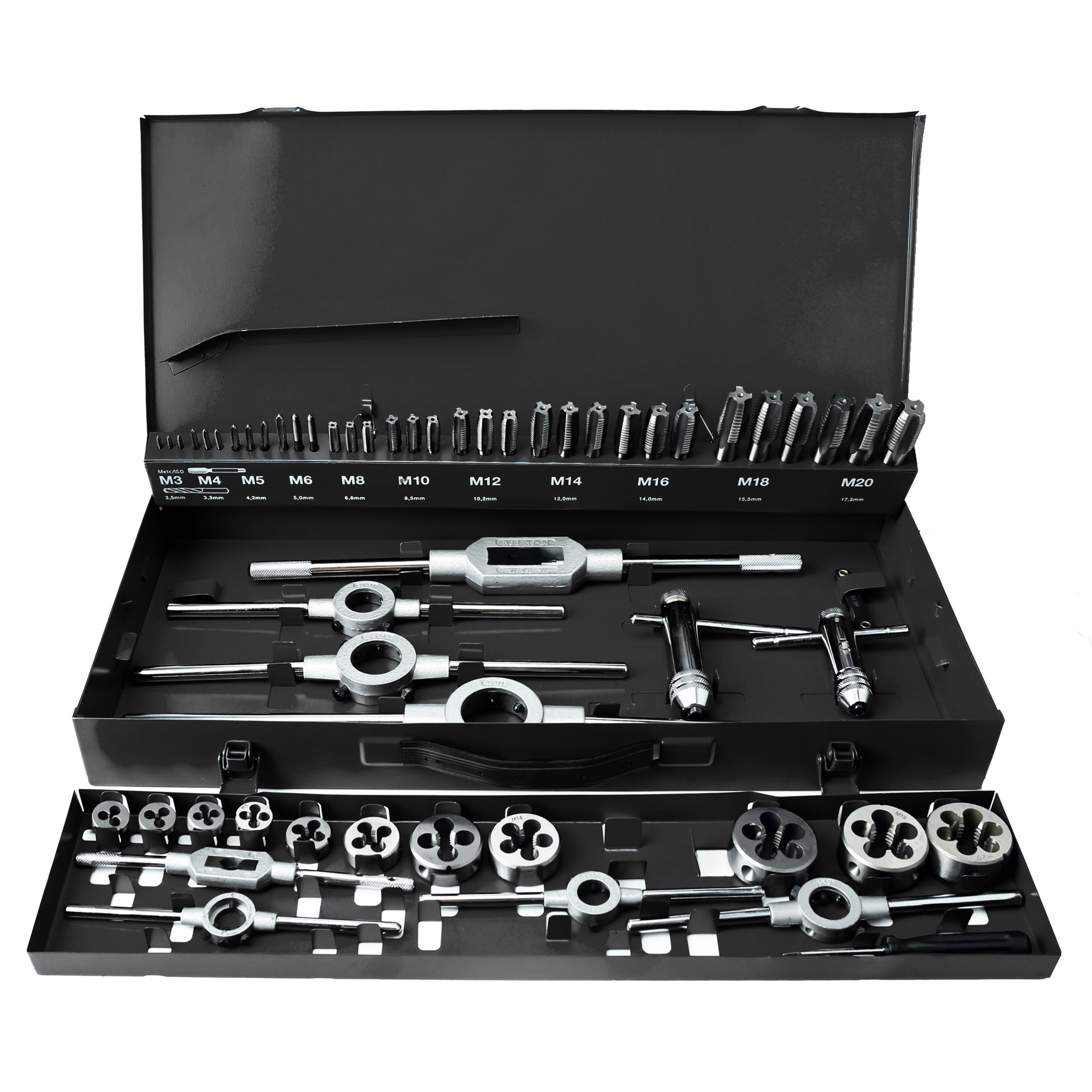 HBM Jeu de 56 pièces pour taraudage et coupe M3 – M20 Image 2