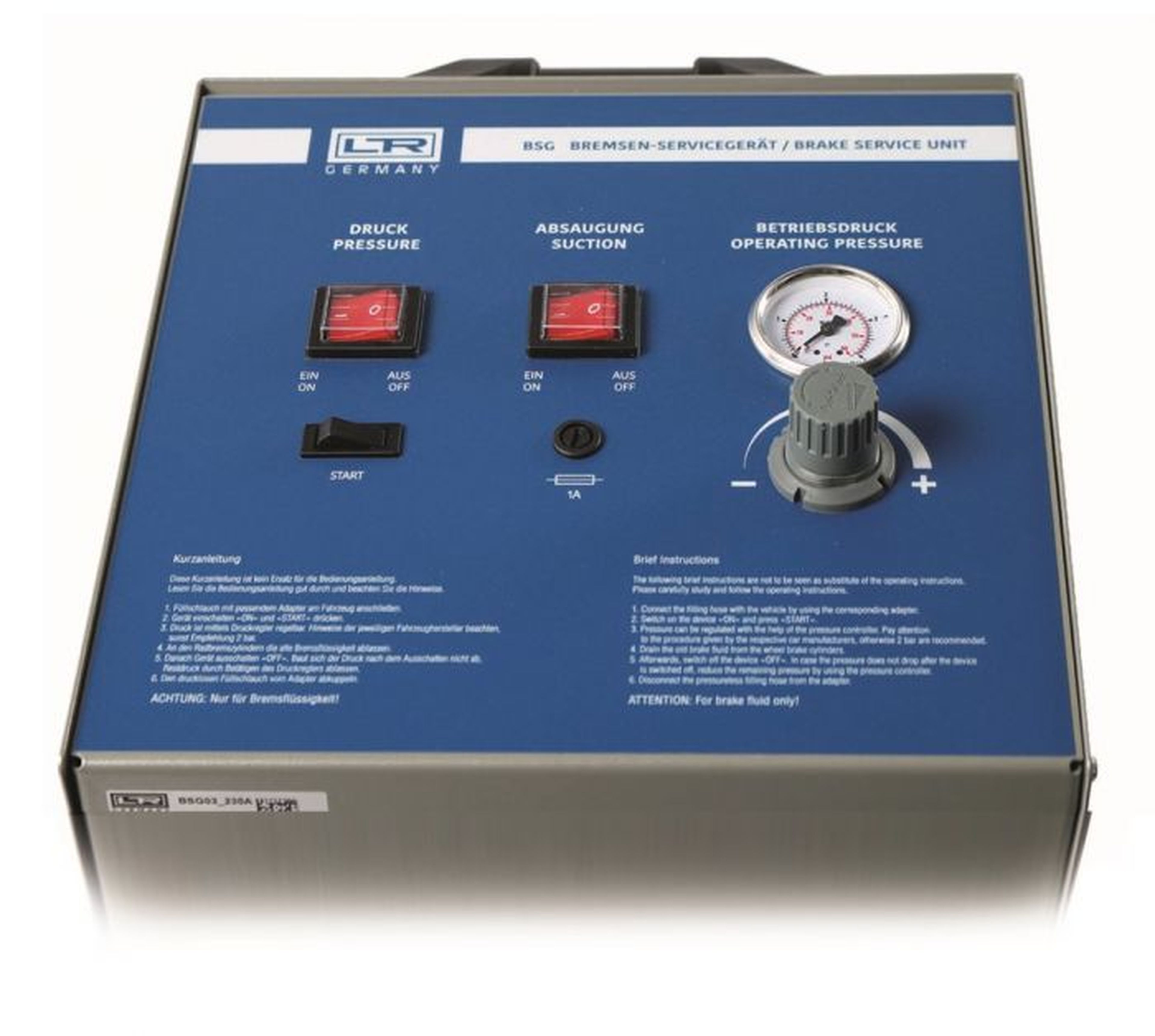 Leitenberger Bremsenentlüftungsgerät mit Absaugung, fahrbar, 20 Liter, 230 Volt Image 4