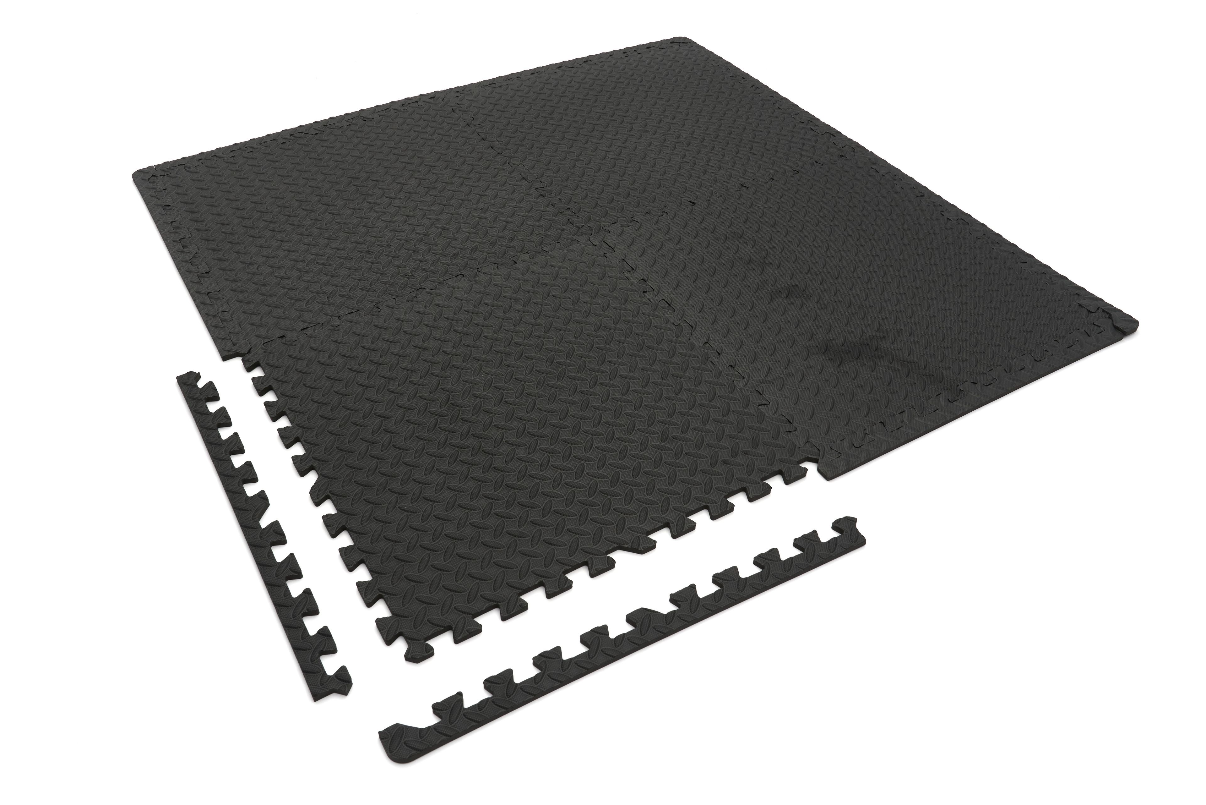 HBM Set di piastrelle per pavimenti EVA per la protezione del pavimento 4 pezzi, nero Image 5