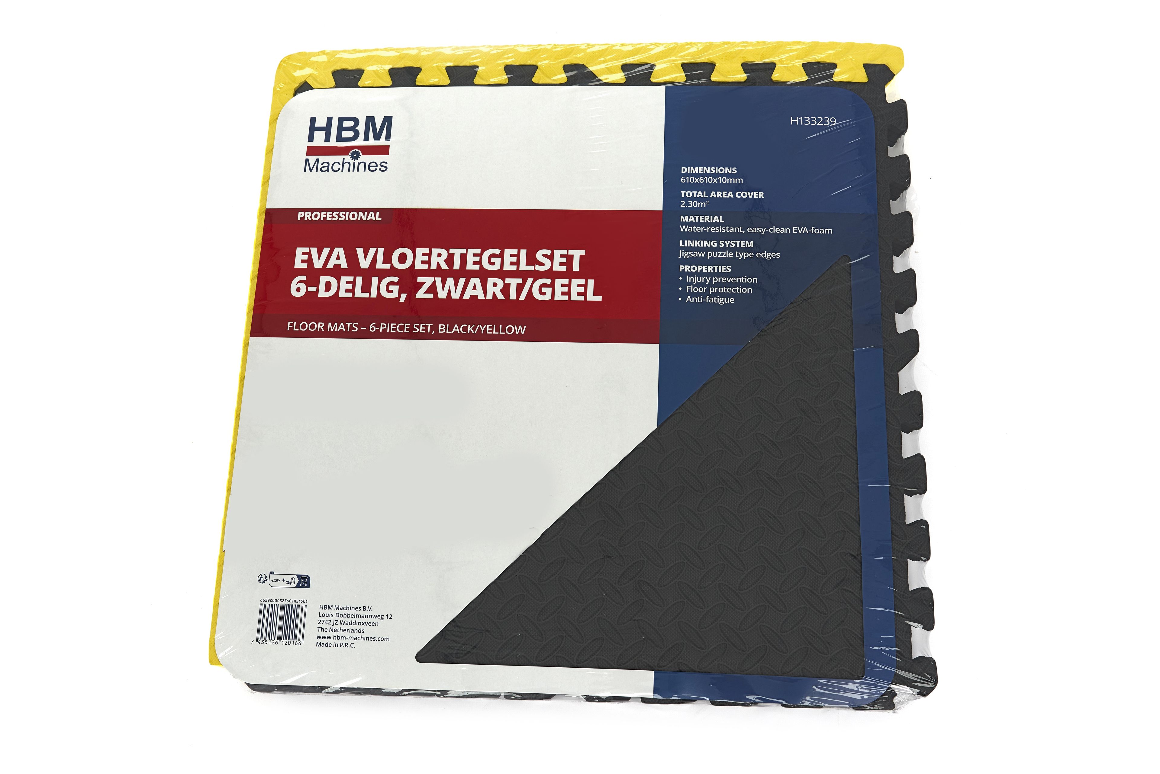 Jeu de dalles de sol EVA de HBM pour la protection des sols, 6 pièces, noir, jaune Image 8