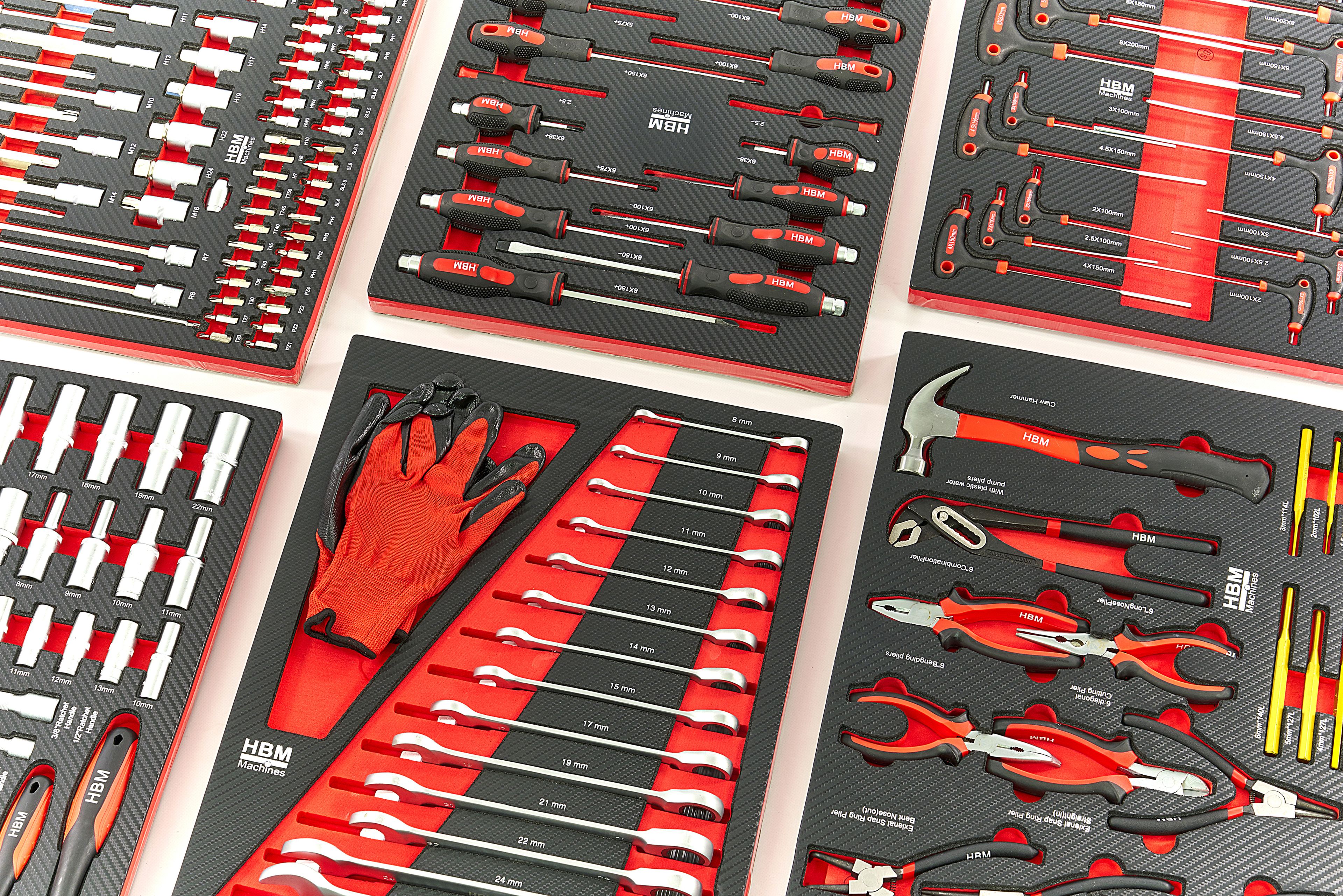 HBM 262er Pack Premium-Werkzeuge für Werkzeugwagen - ROT Image 2