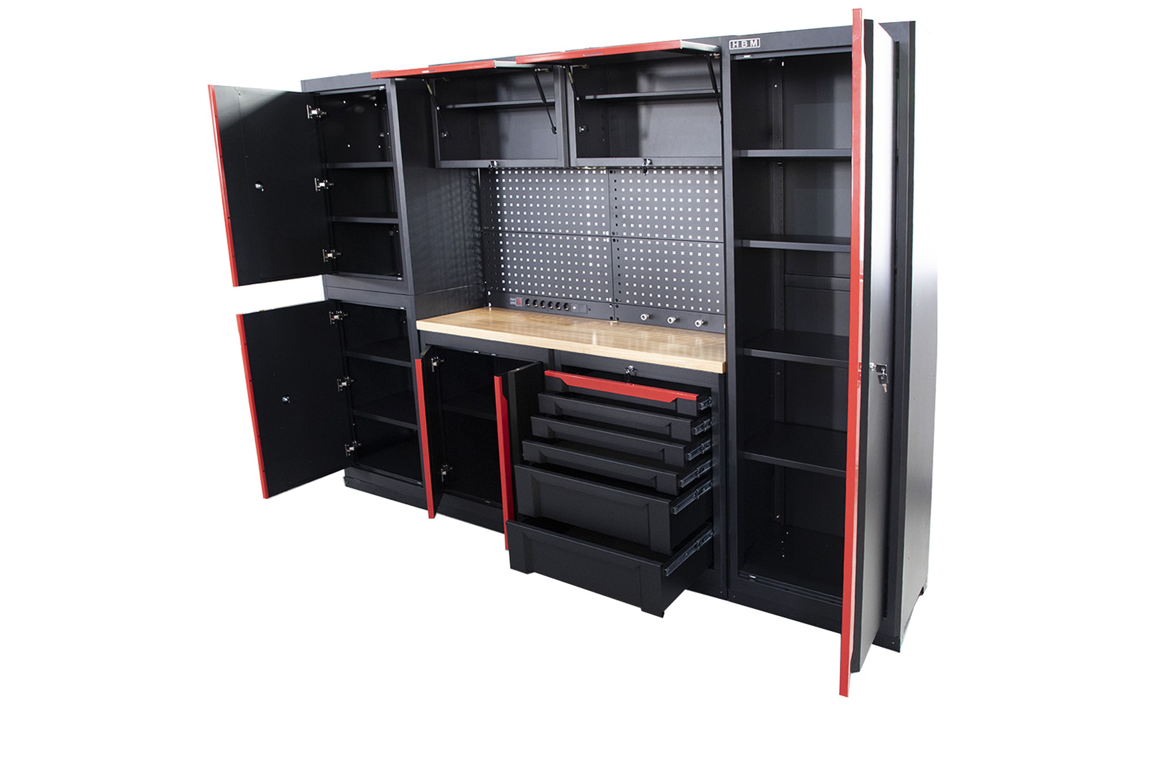 HBM expert modulair werkplaatssysteem, 10-delig, zwart rood Image 8