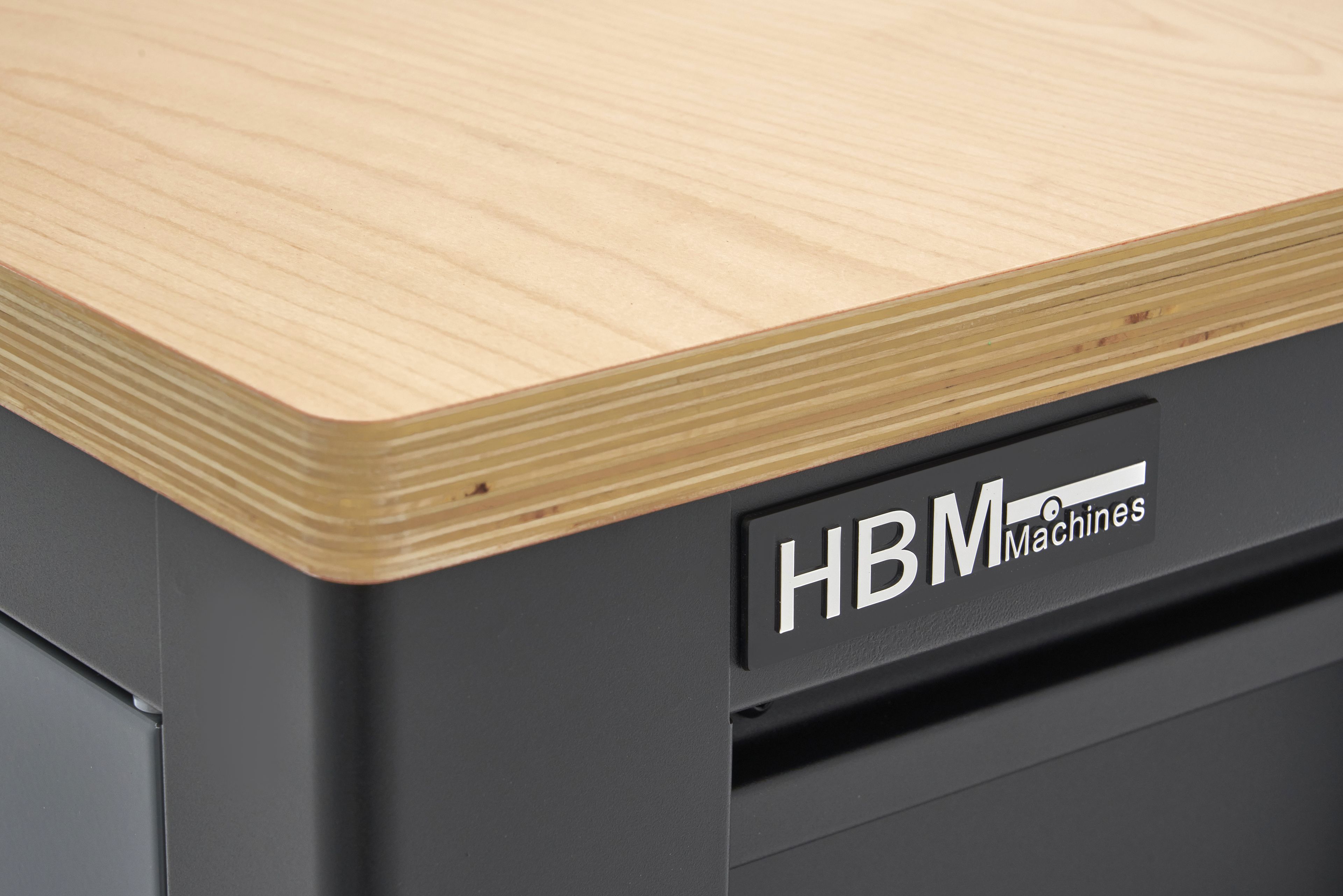 HBM verrijdbare gereedschapswagen, werkbank 114 cm met houten werkblad, zwart/grijs Image 7