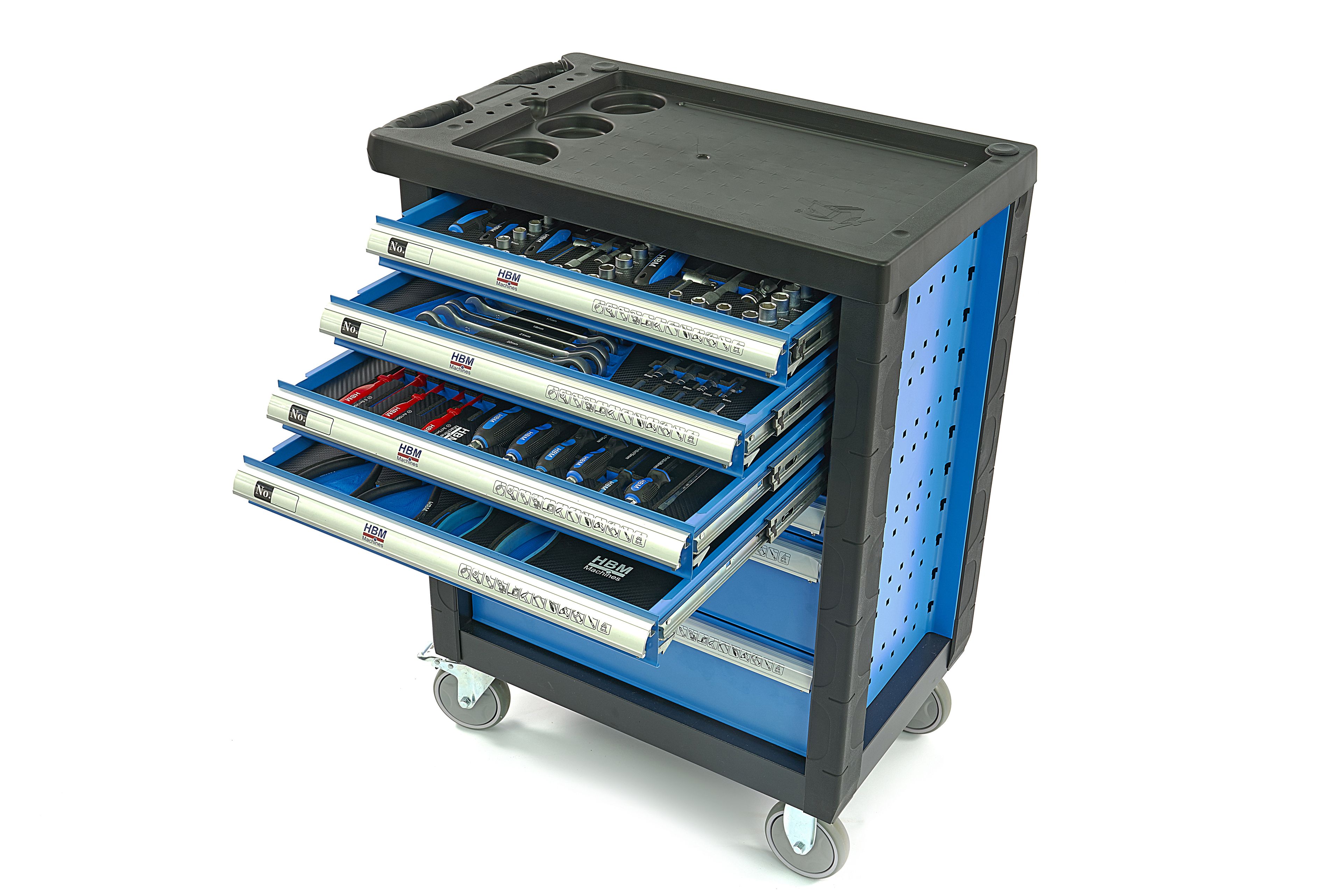 HBM gevulde gereedschapswagen 154-delig, blauw Image 3