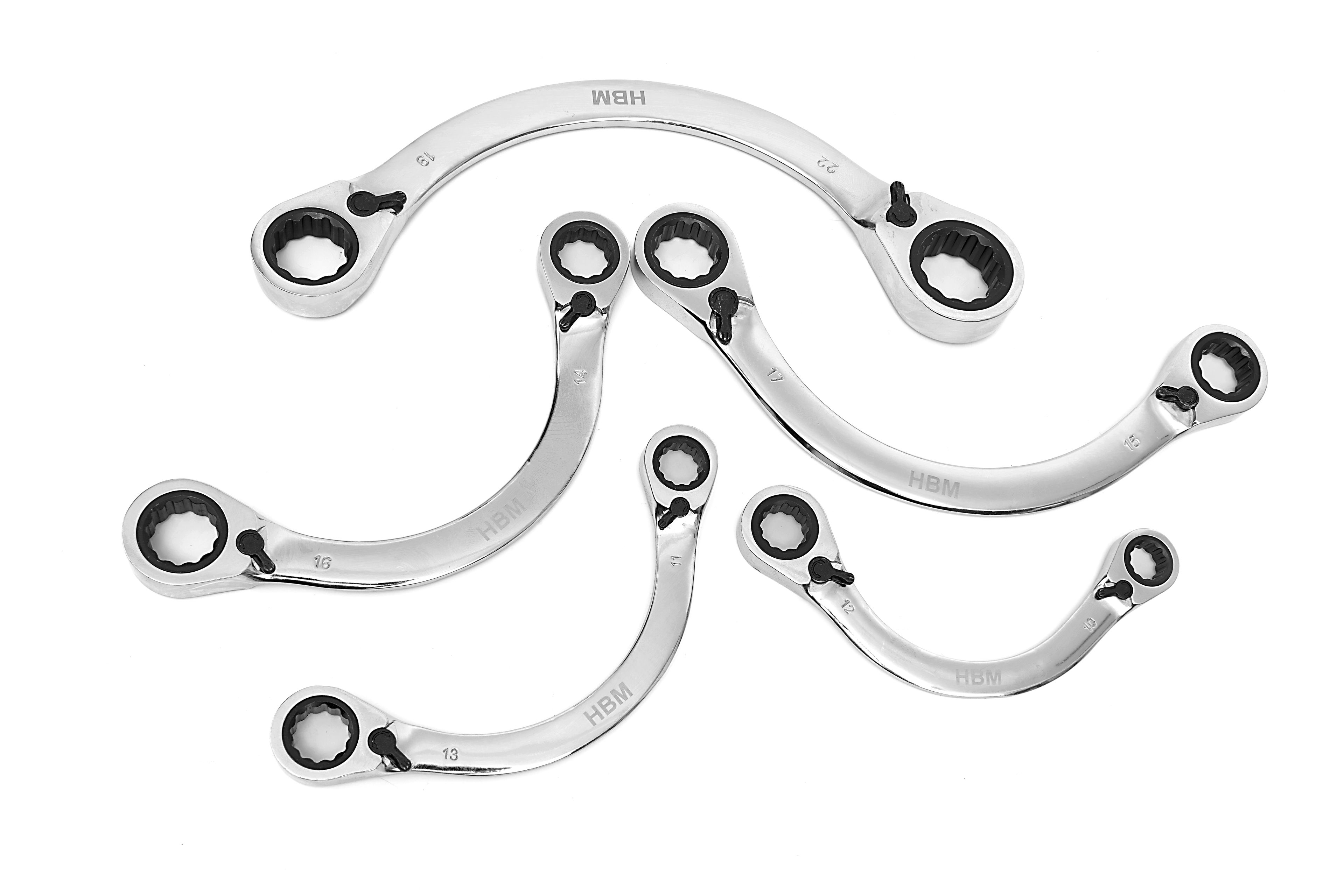 HBM Ringschlüssel Halbmond, Halbmondringratschensatz 5-teilig Image 3