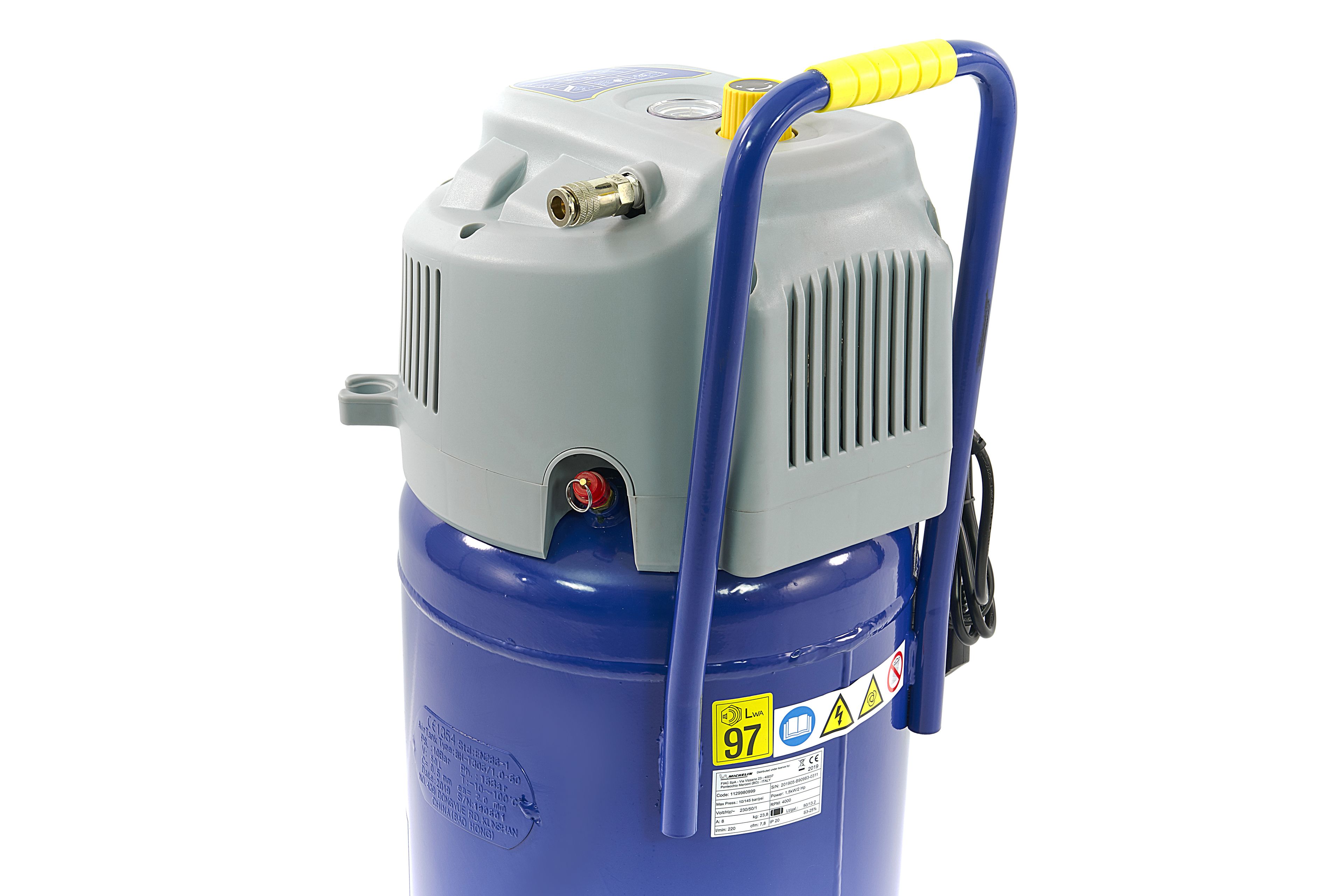 Compressore verticale Michelin 50 litri 2HP senza olio a trasmissione diretta Image 6