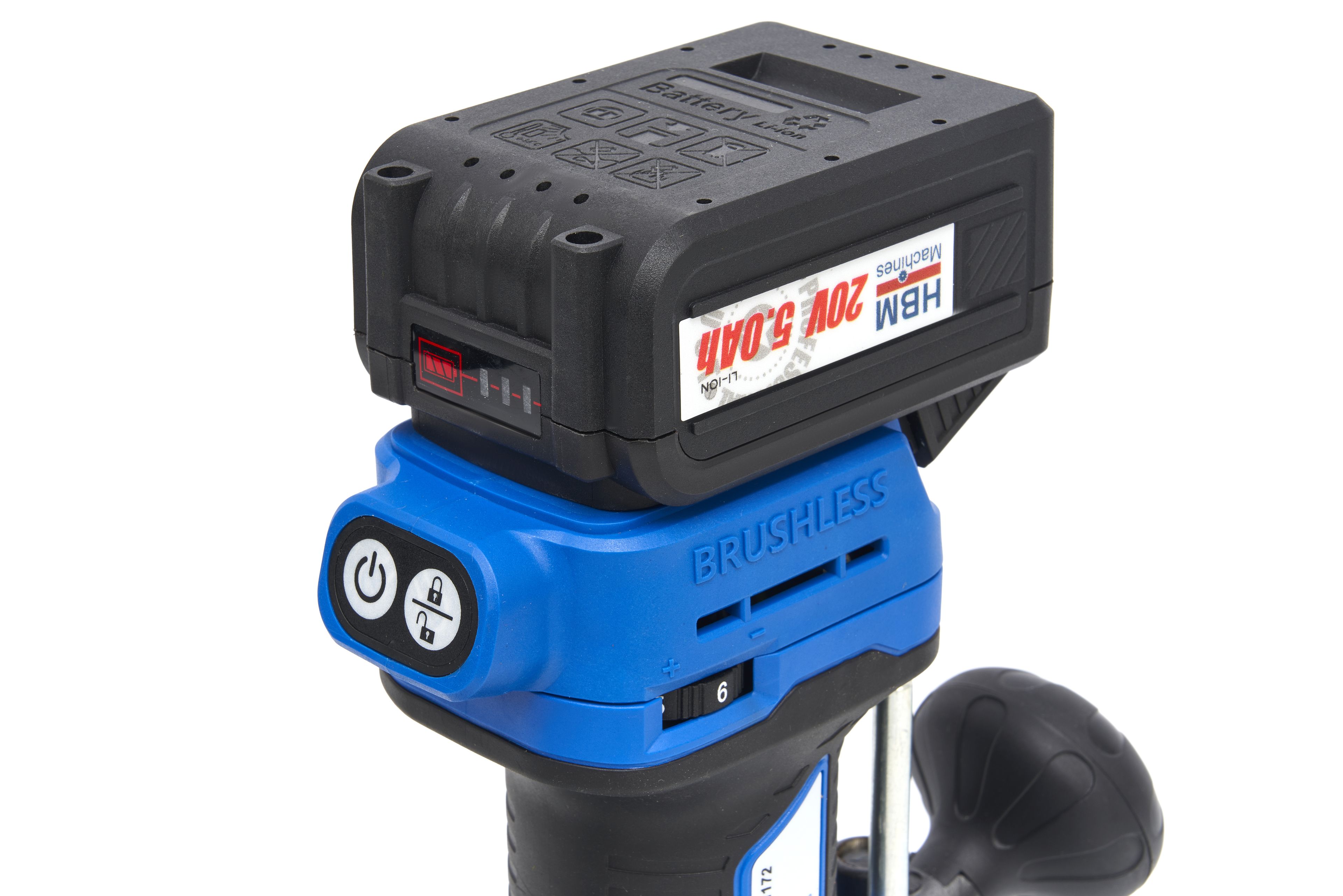 Fresatrice Professionale HBM da 20 Volt 5,0 AH Li-ion e 2 Batterie Li-ion Image 13