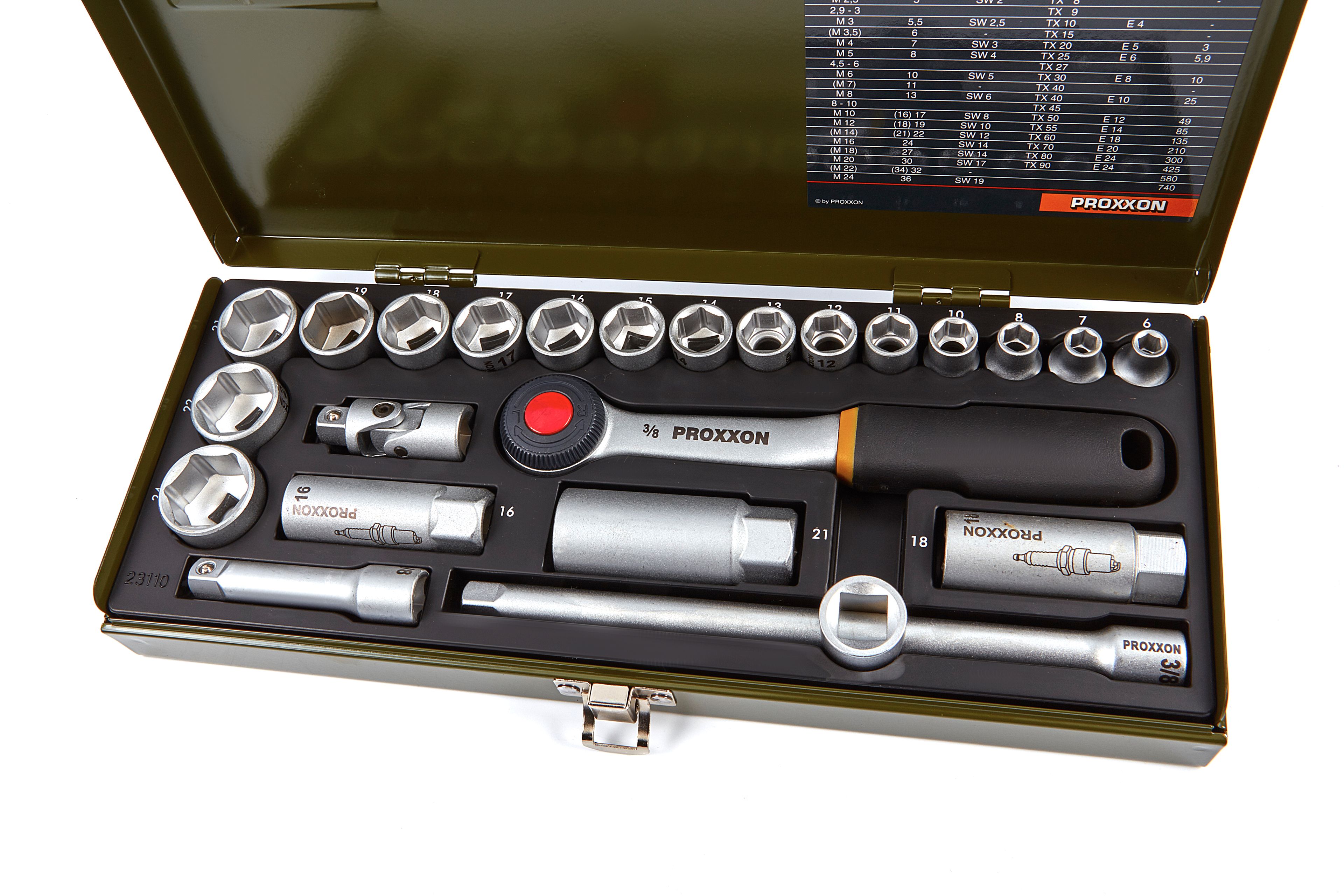 Proxxon 24 Pezzi Set di Chiavi a Bussola 3/8 pollice CrV Image 2