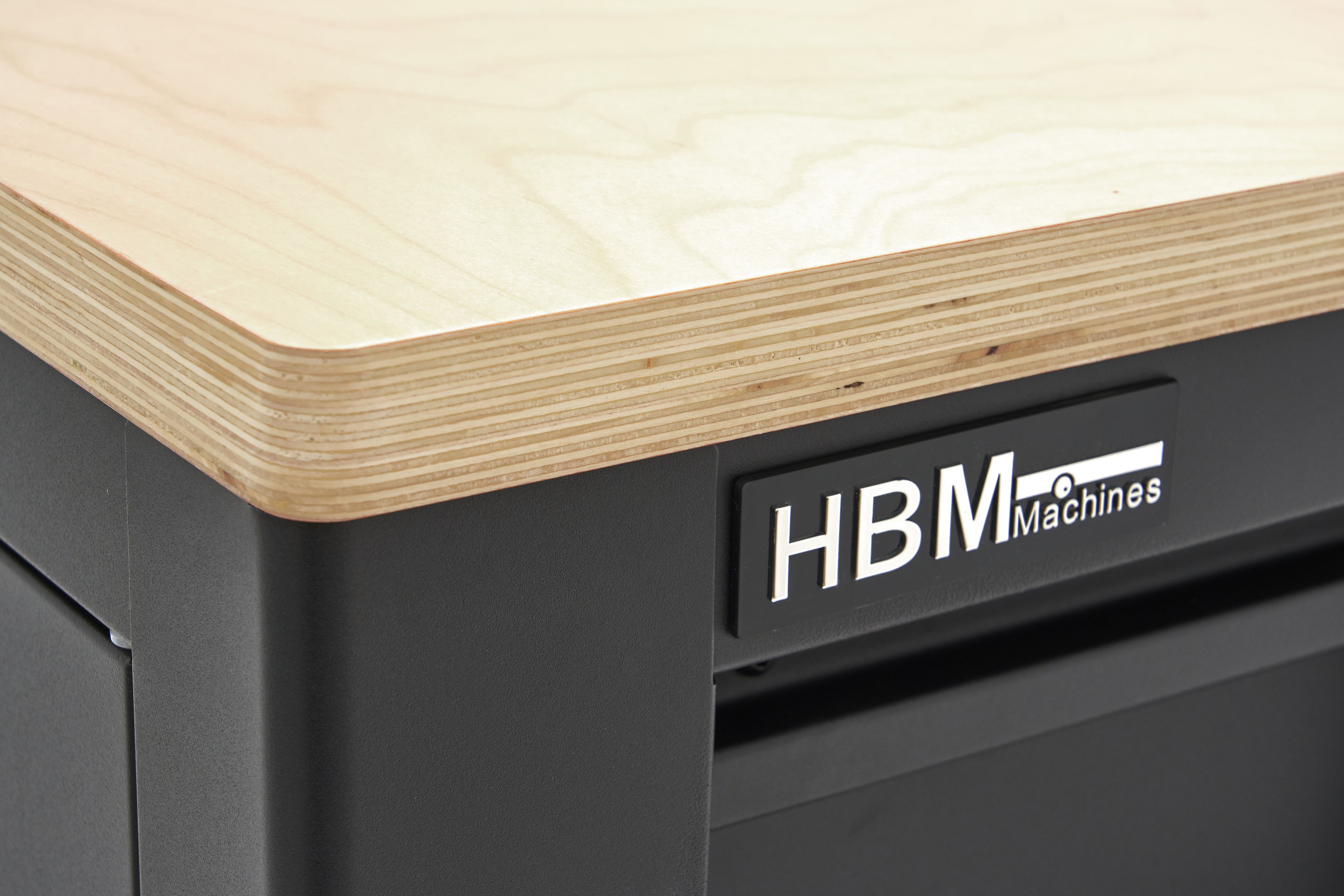 HBM verrijdbare gereedschapswagen, werkbank 114 cm met houten werkblad, zwart Image 8