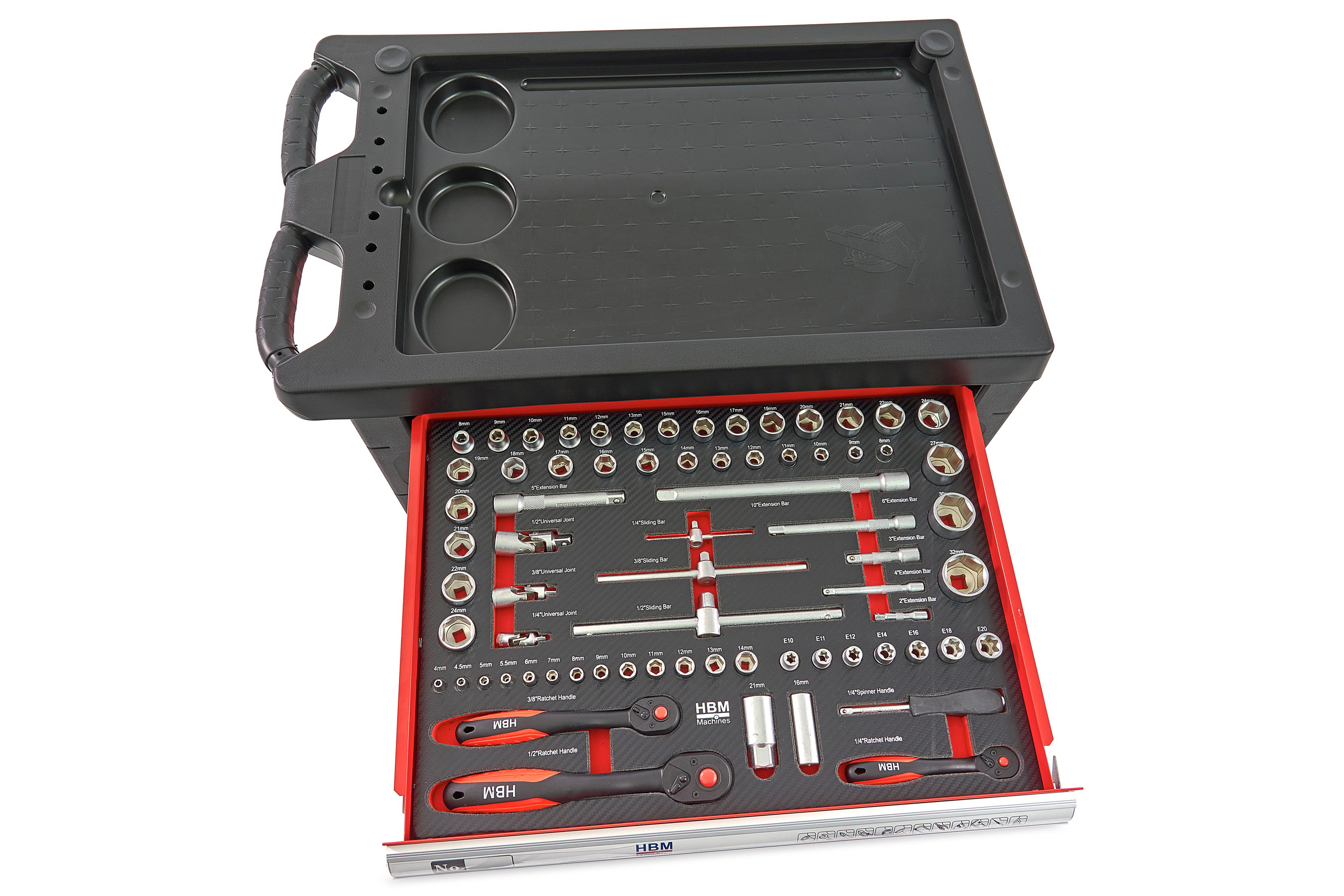 HBM gefüllter Werkstattwagen 196-teilig, rot Image 7