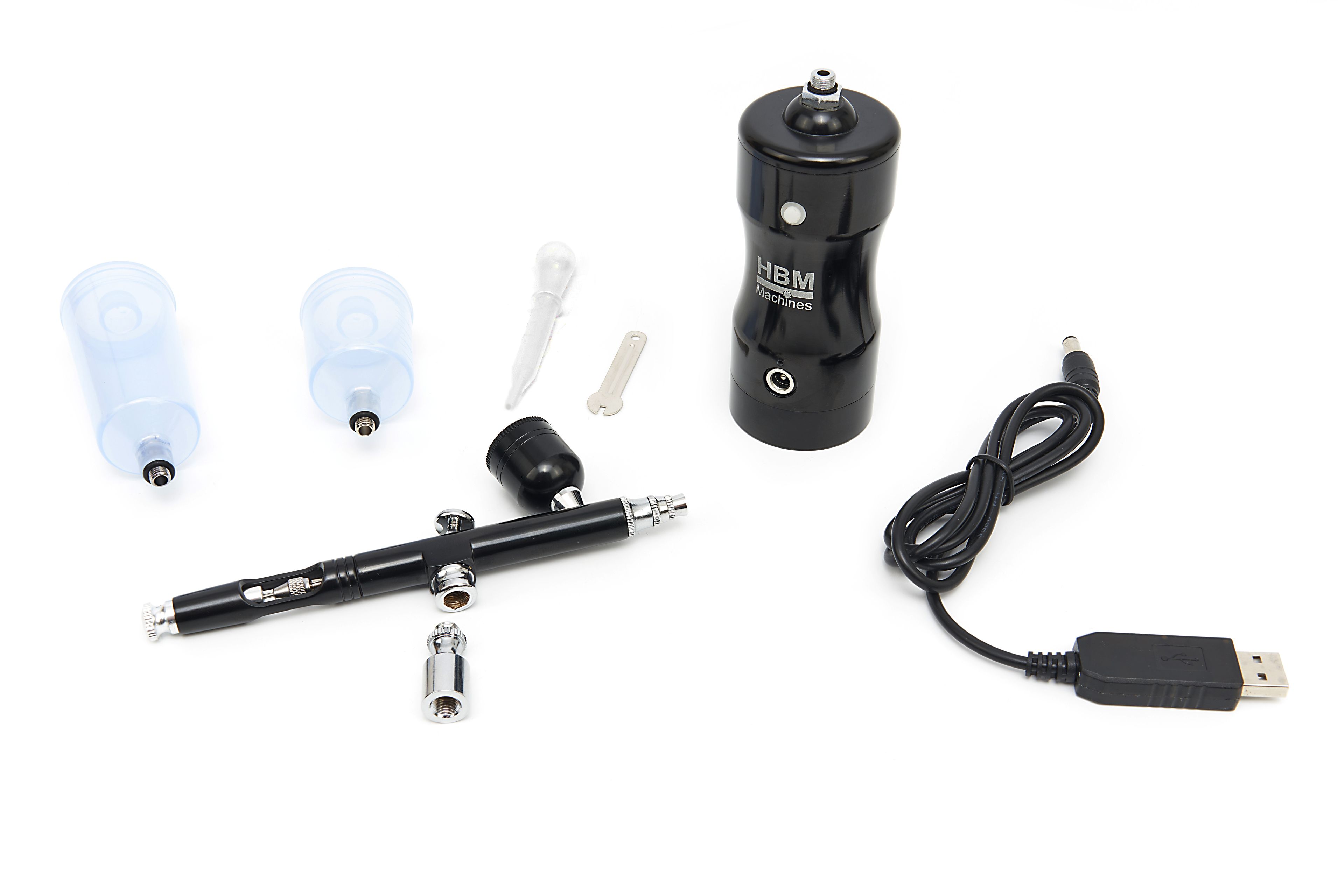 HBM Draagbaar en Oplaadbaar Airbruspistool op Accu Inclusief 3 cups Model 1