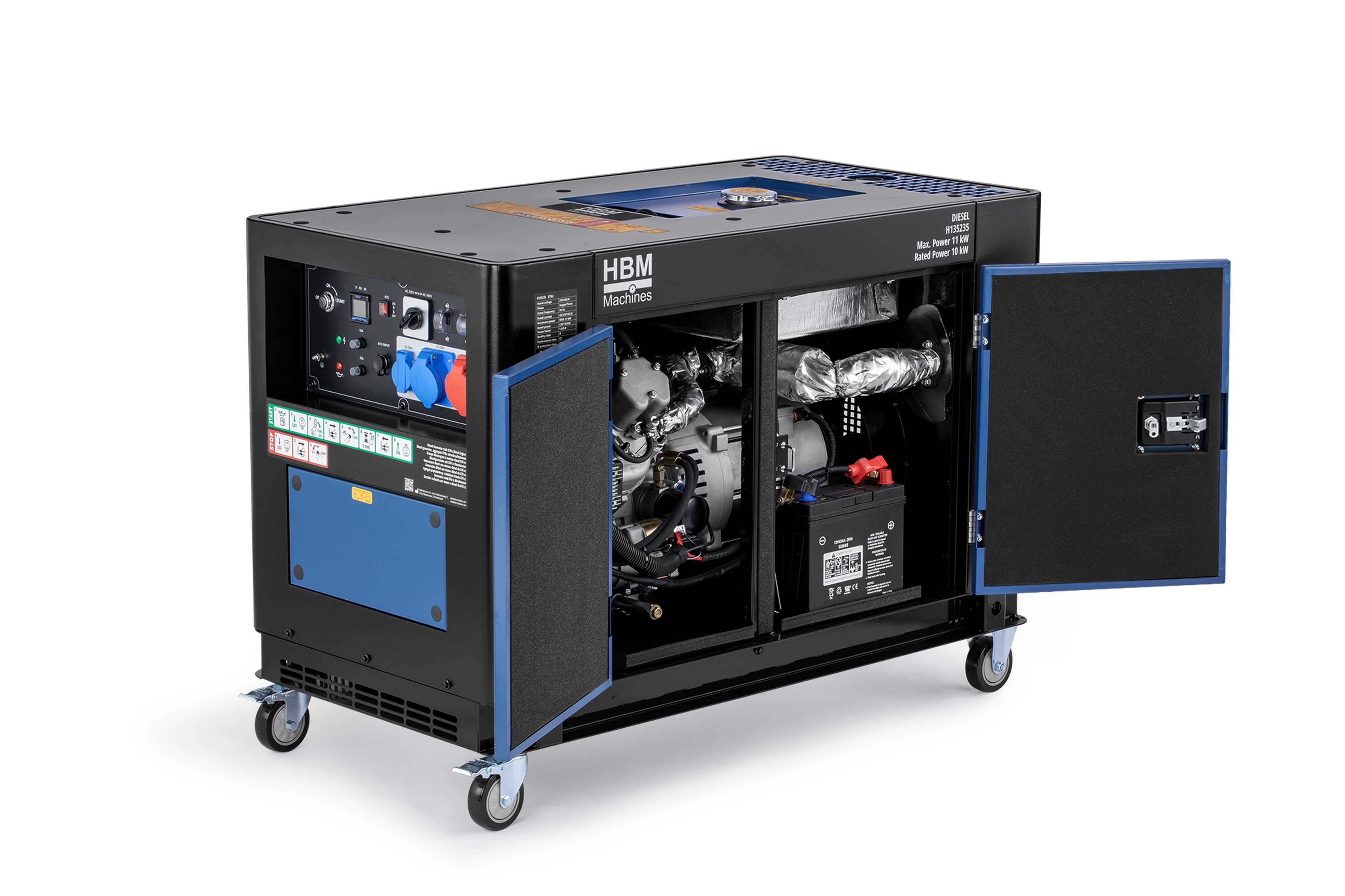 HBM générateur diesel avec moteur diesel de 870 cm³ 230V/400V 11000W Image 6