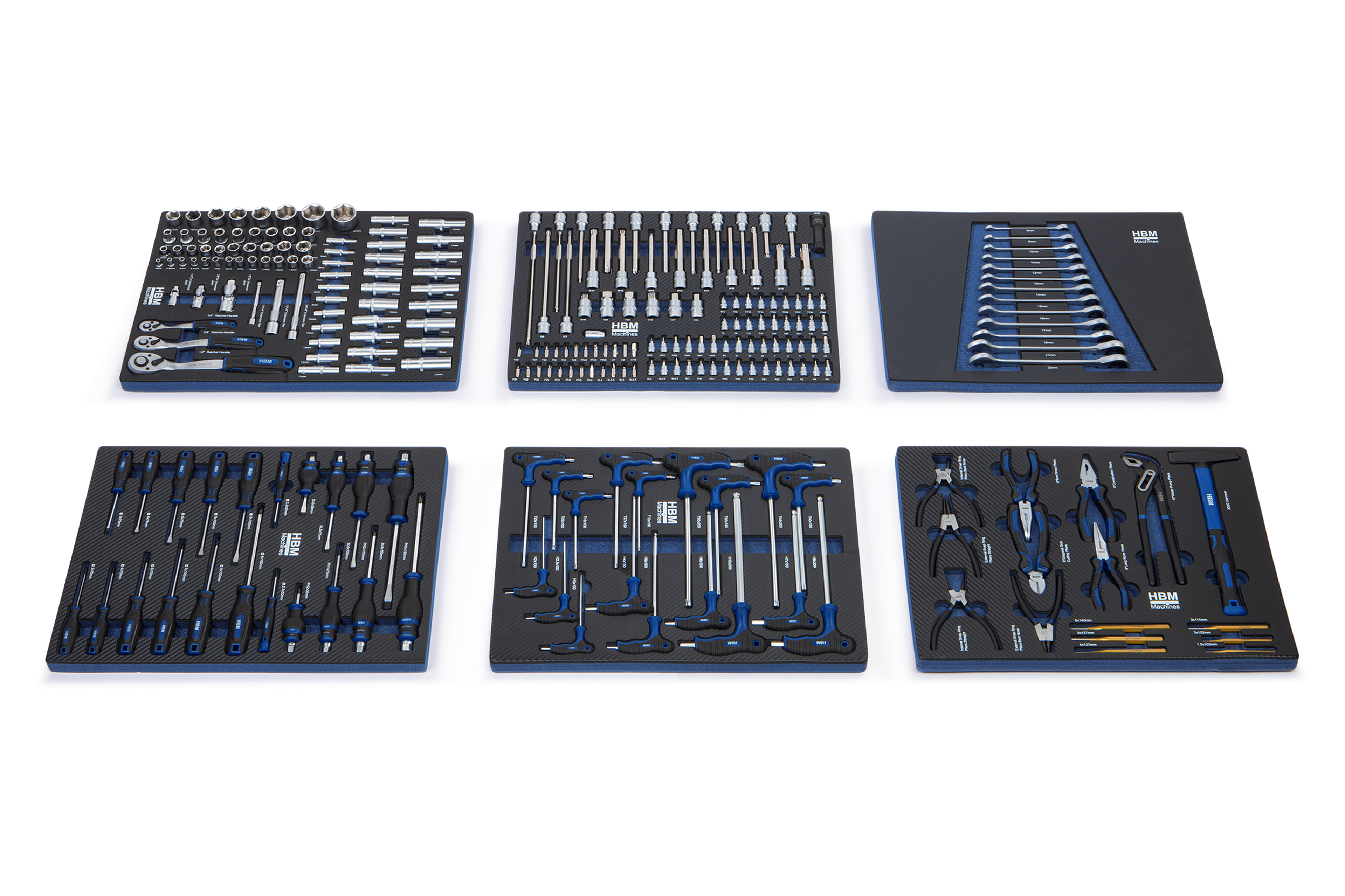 HBM inlays met gereedschapset 245-delig, voor gereedschapswagen, blauw