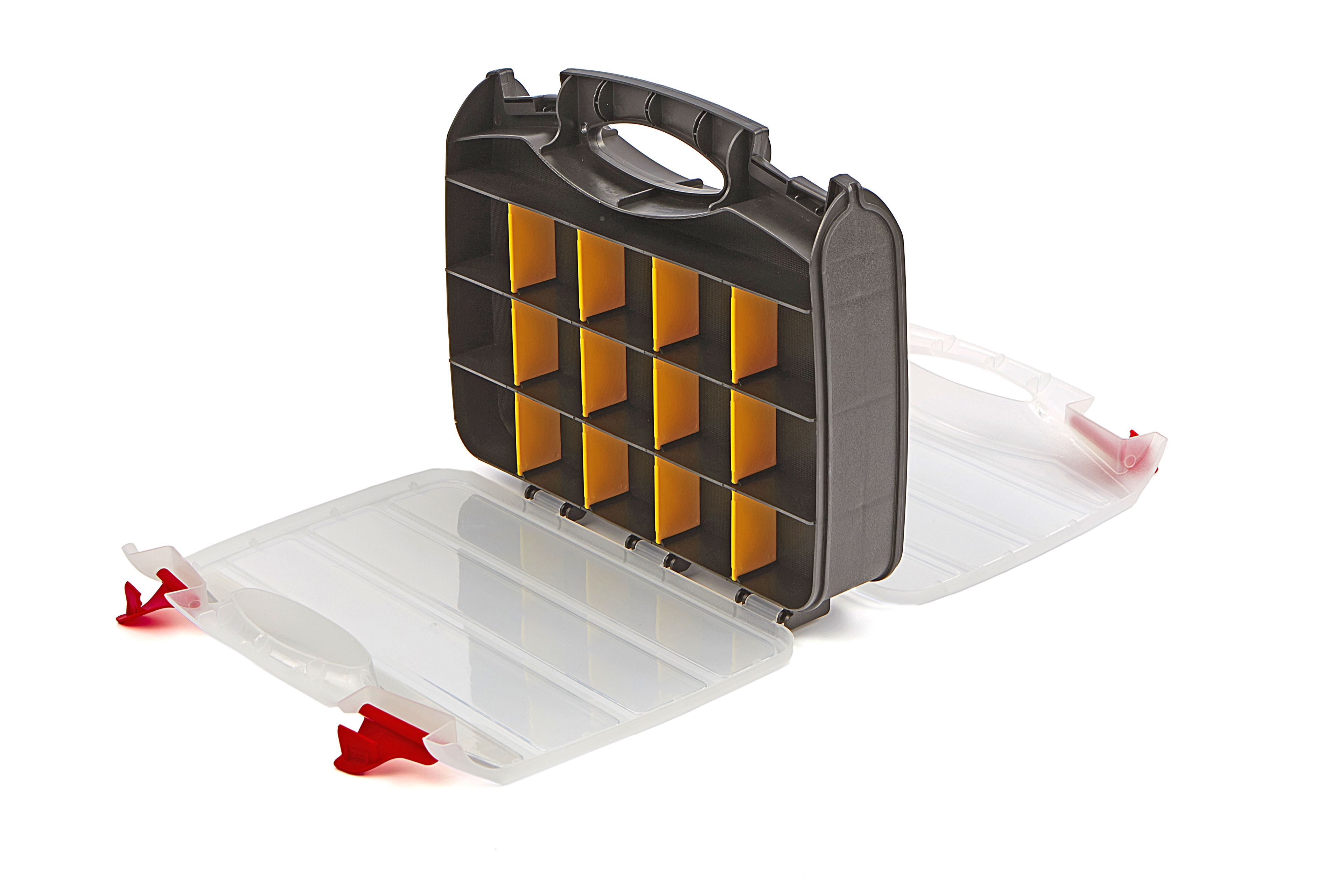 HBM Double coffre à outils pour assortiment 31 x 26 x 7,5 cm 32 compartiments