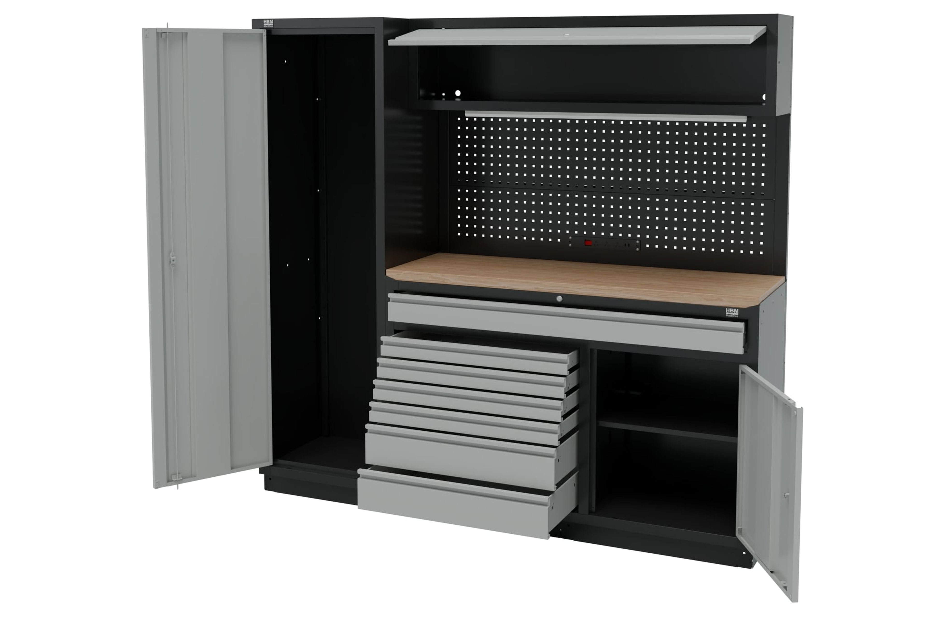 HBM modulair werkplaatssysteem 6-delig, zwart, grijs Image 4