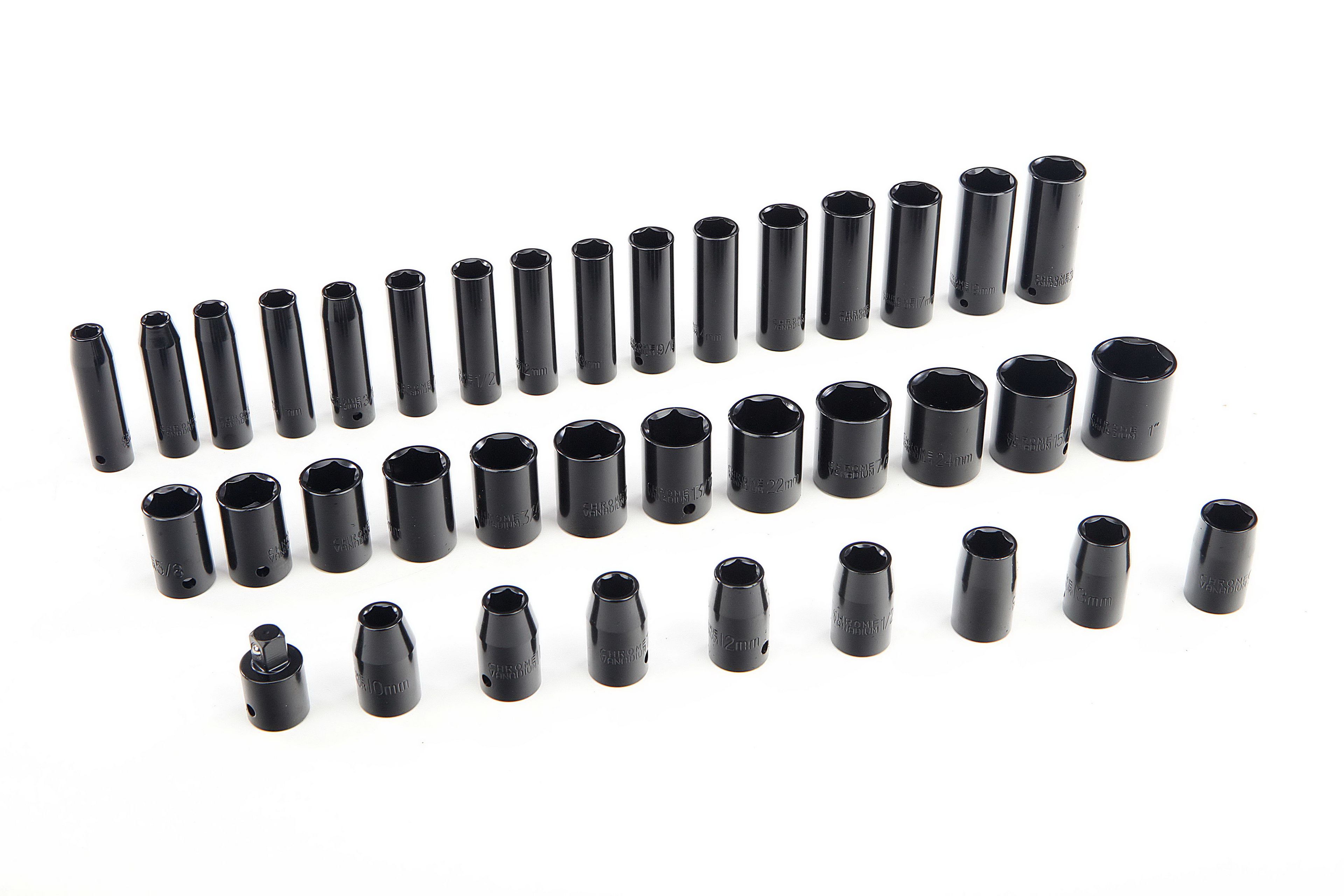 HBM Jeu de douilles métriques et impériales 38 pièces, longues et courtes Image 2