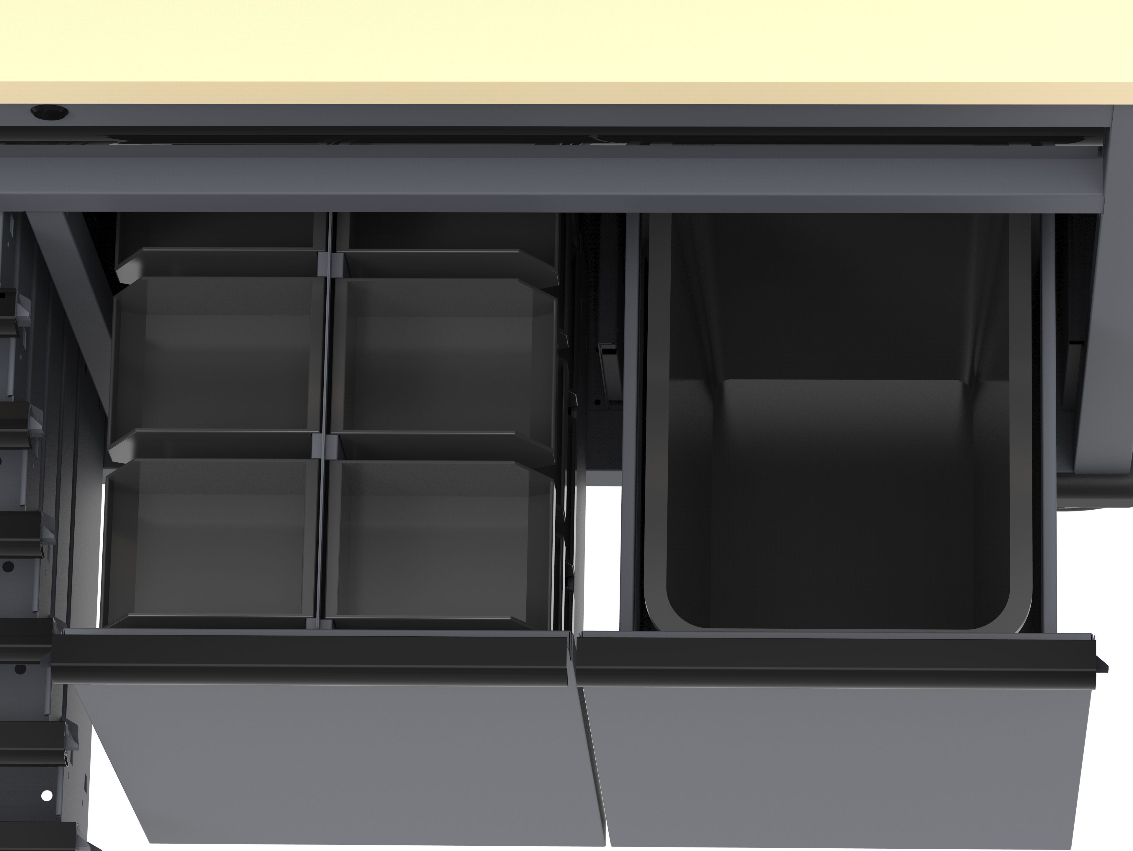 HBM verrijdbare werkbank 136 cm met 7 laden en bovenkast, grijs Image 4