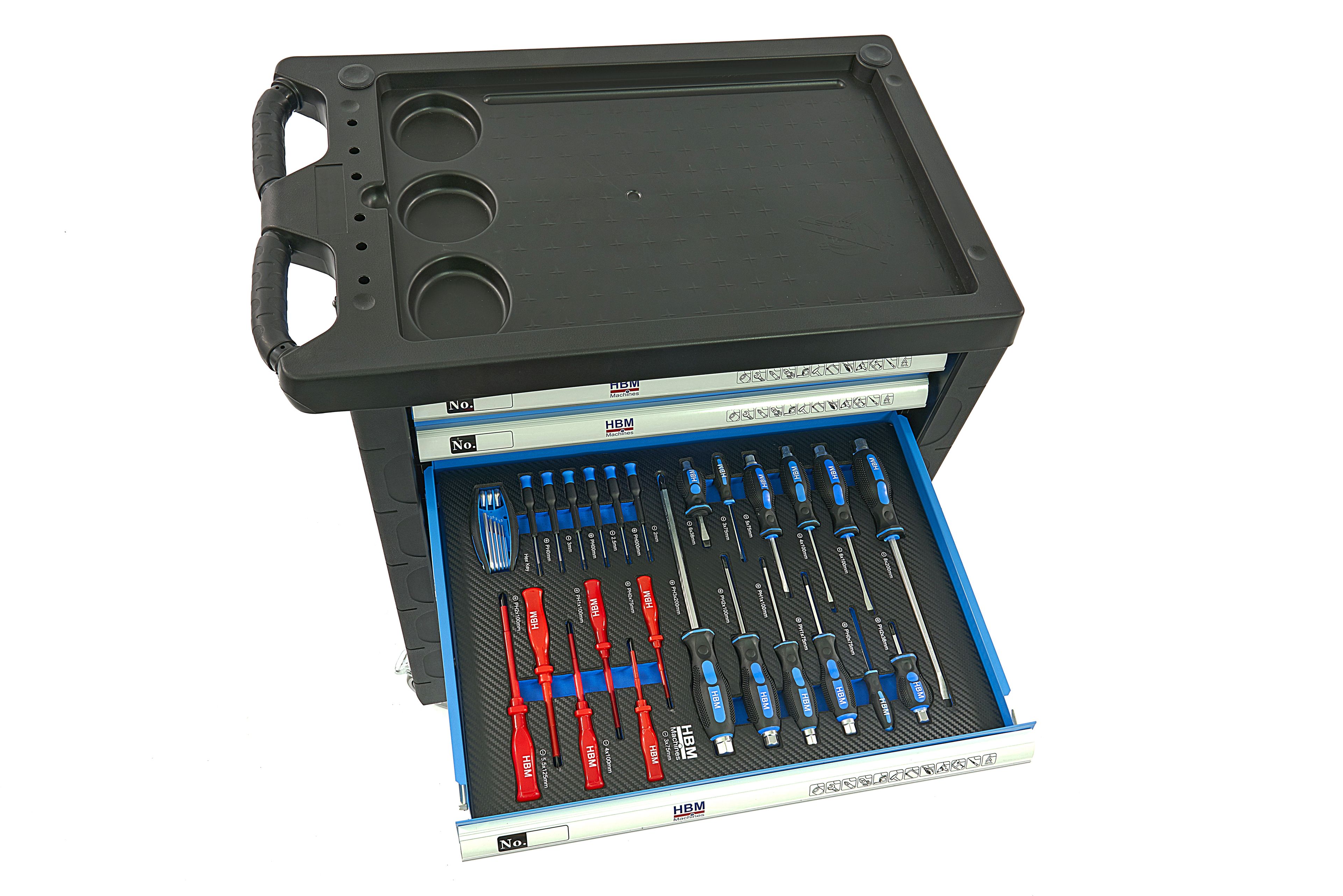 HBM gevulde gereedschapswagen 154-delig, blauw Image 10