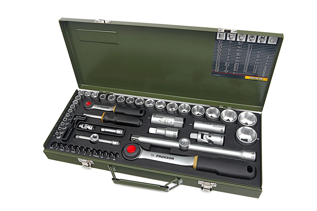 Proxxon 23040 - 56-teiliger 1/4 inch und 1/2 inch Steckschlüssel-Satz