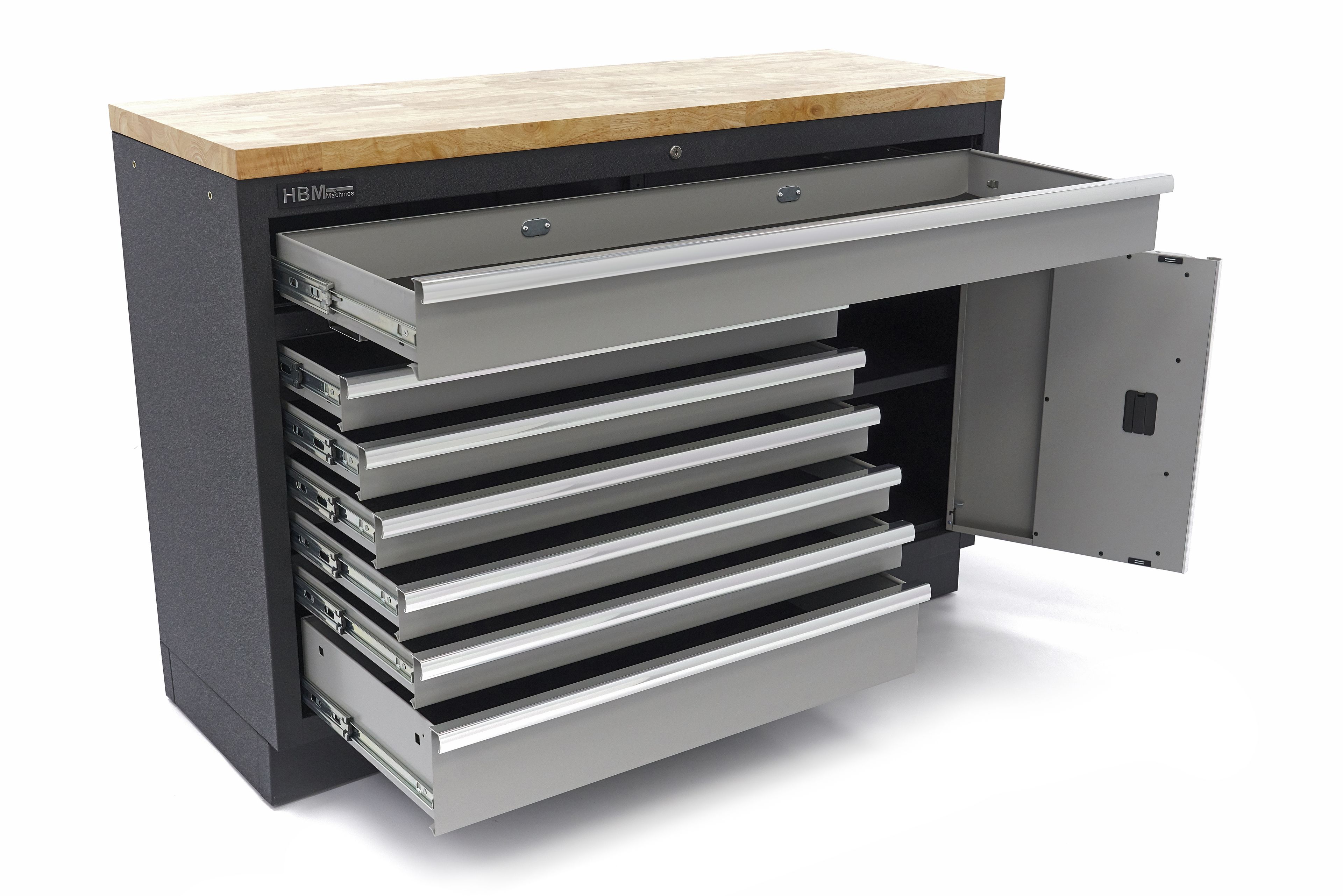 HBM 7 cassetti 132 cm. Armadio portautensili professionale, banco da lavoro con porta per attrezzatura da officina Image 10