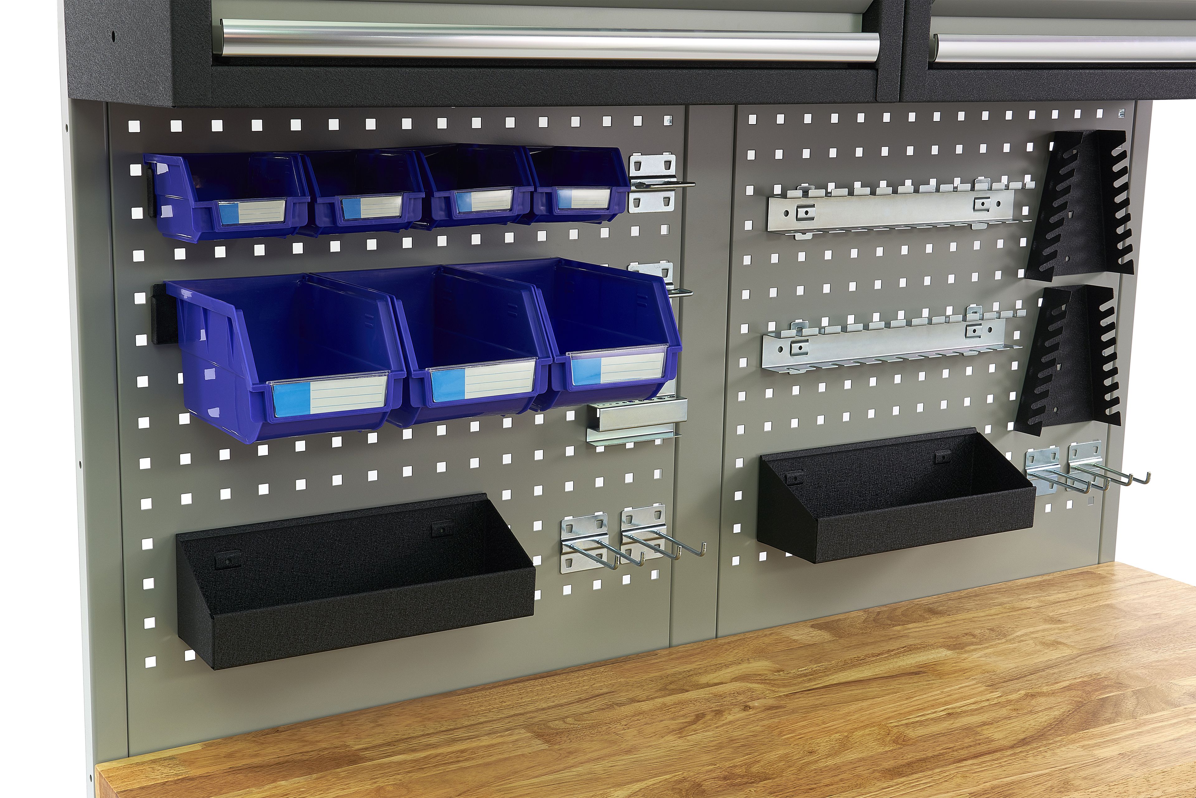 HBM werkbank 136 cm verrijdbaar met 7 laden, deur en kastenwand, inclusief accessoires, grijs Image 13