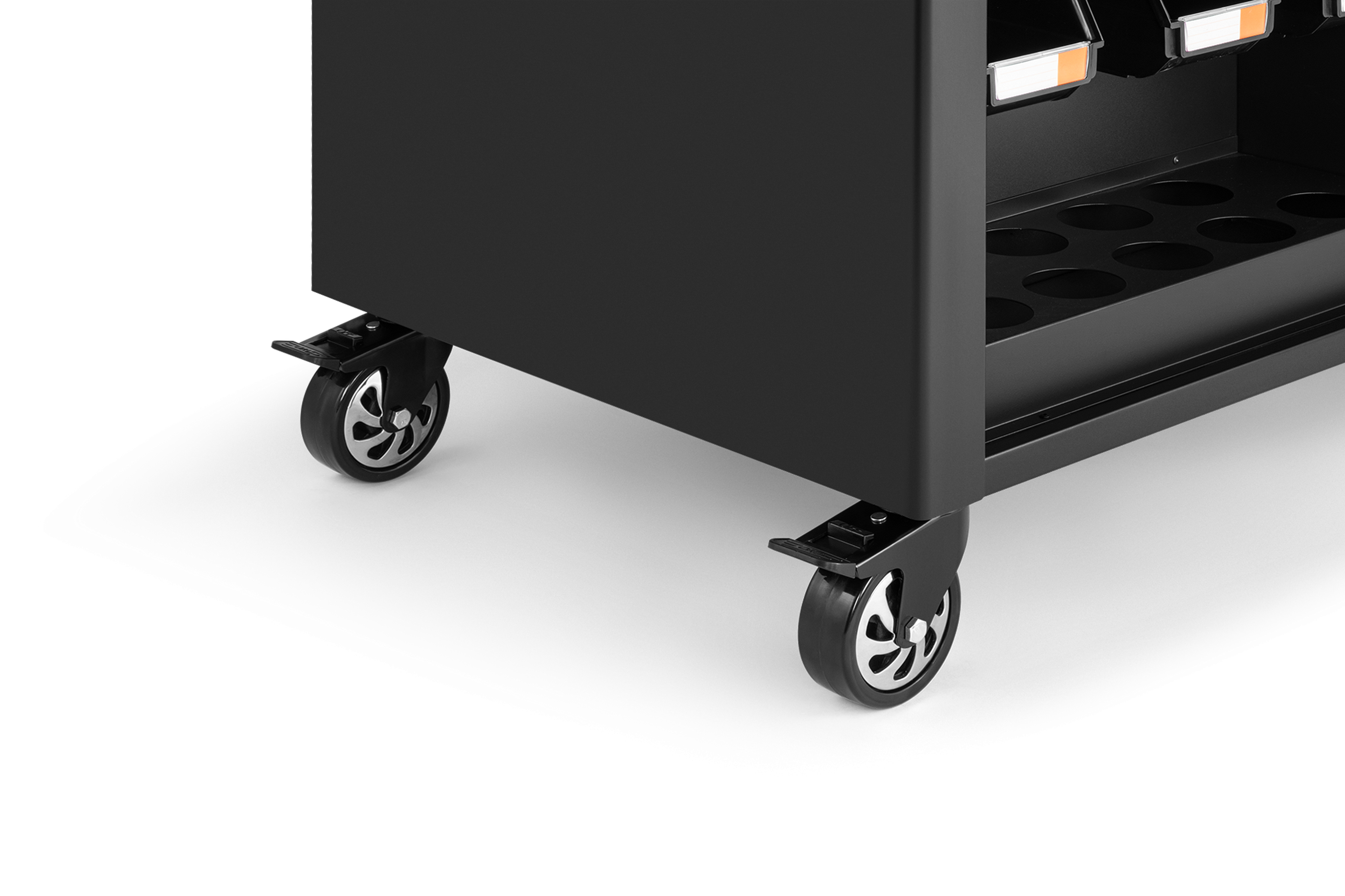 Carro de herramientas móvil HBM, banco de trabajo de 114 cm con tablero de trabajo de madera, negro/gris Image 15