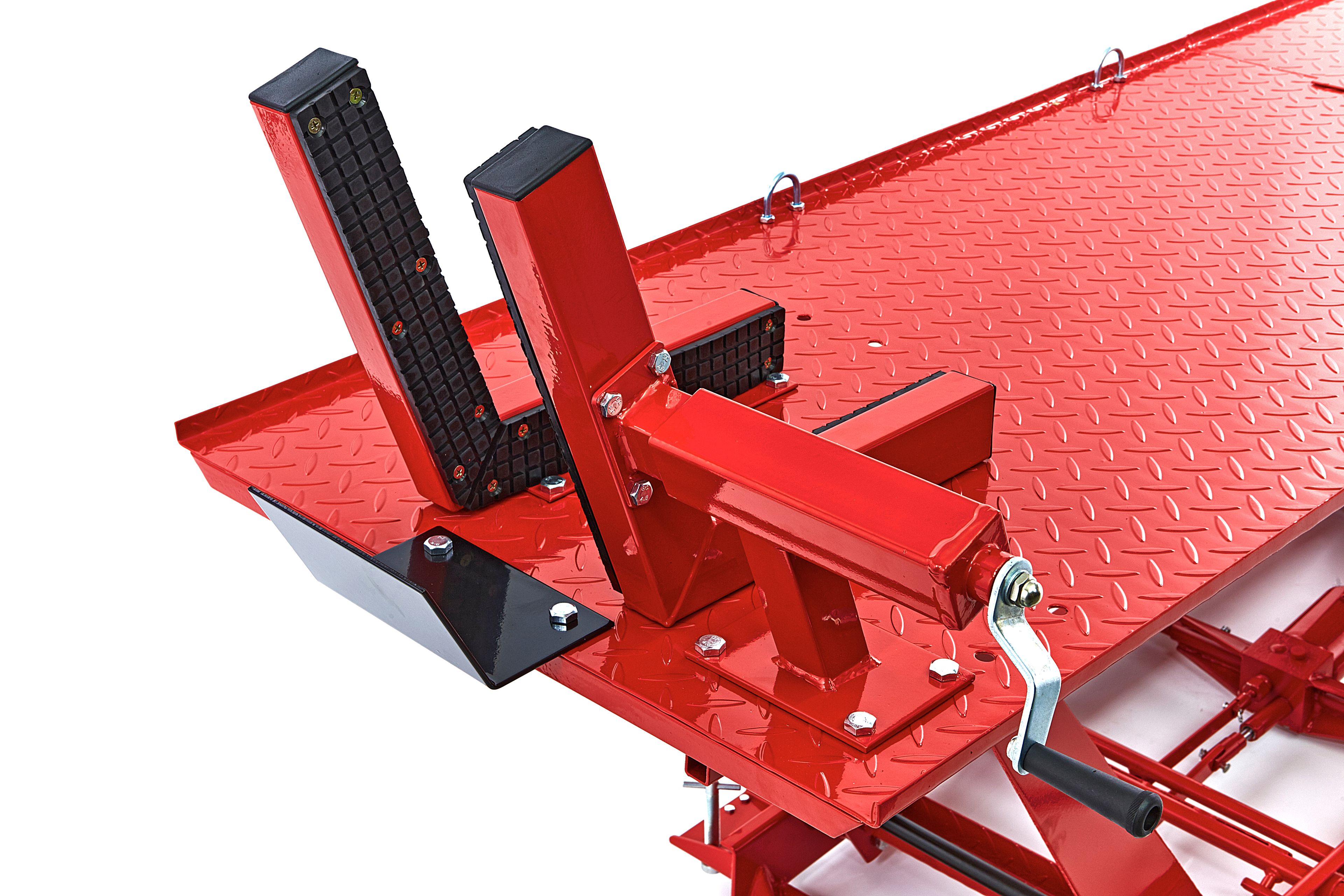 HBM 450 kg Mesa elevadora de motocicleta hidráulica con abrazadera de rueda delantera de lujo - rojo Image 6