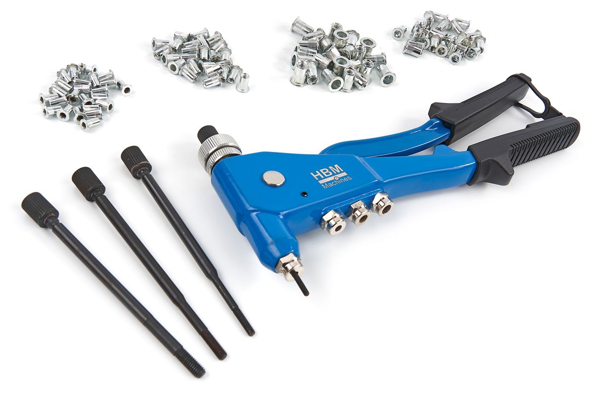 Conjunto de pinzas remachadoras HBM 106 piezas en maletín M3 - M6