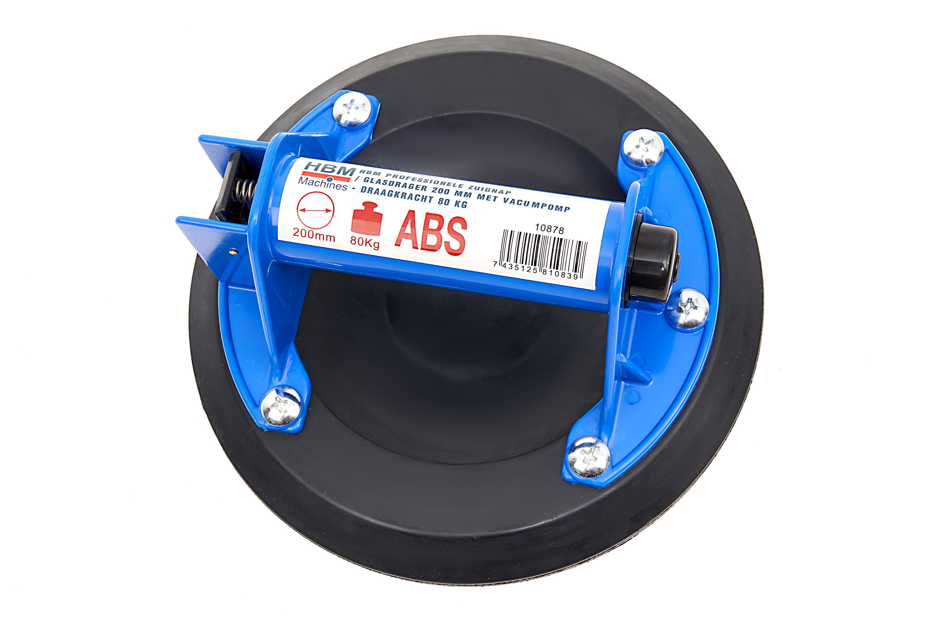 HBM Professionele Zuignap / Glasdrager 200 mm  met vacuümpomp - Draagkracht 80 Kg