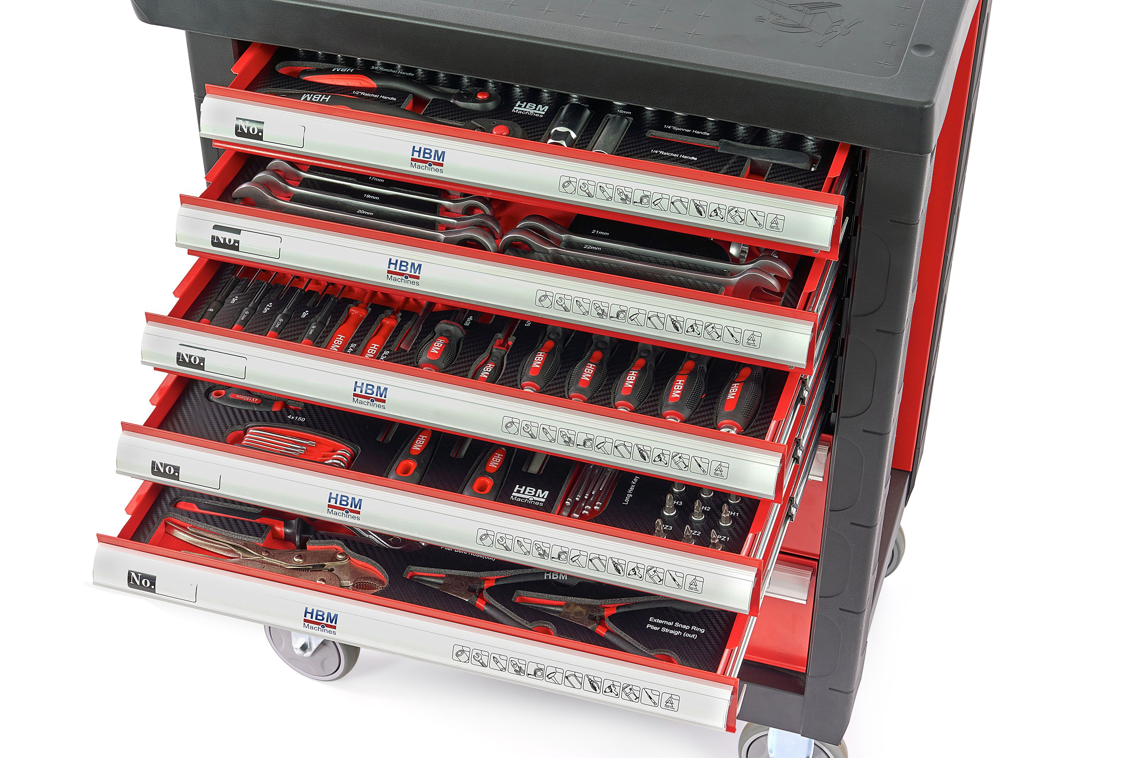HBM gefüllter Werkstattwagen 196-teilig, rot Image 5