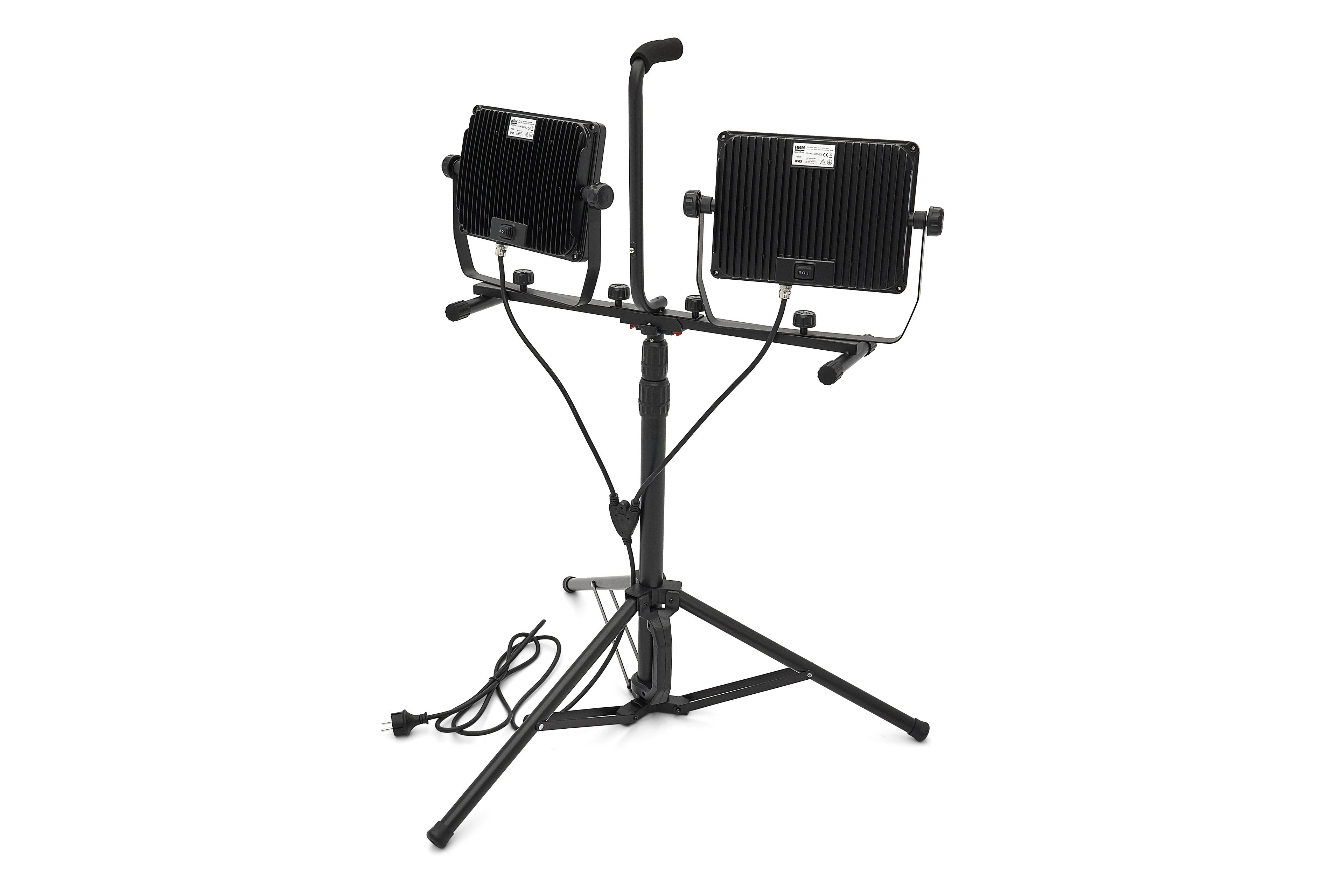 Faro LED Professionale HBM a Doppia Testa 2 x 150 Watt – 2 x 15.000 Lumen con Treppiede Image 5