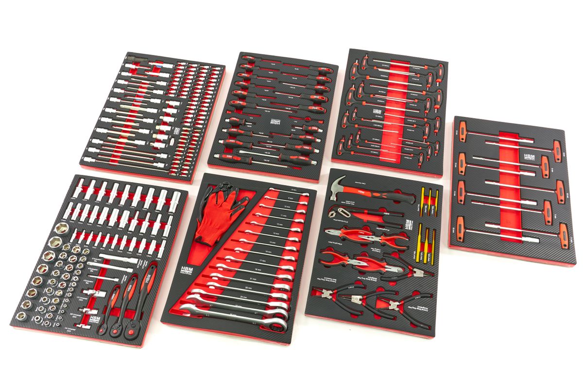 HBM 262 Piezas Recambio de Herramienta Premium para Carro de Herramientas - ROJO